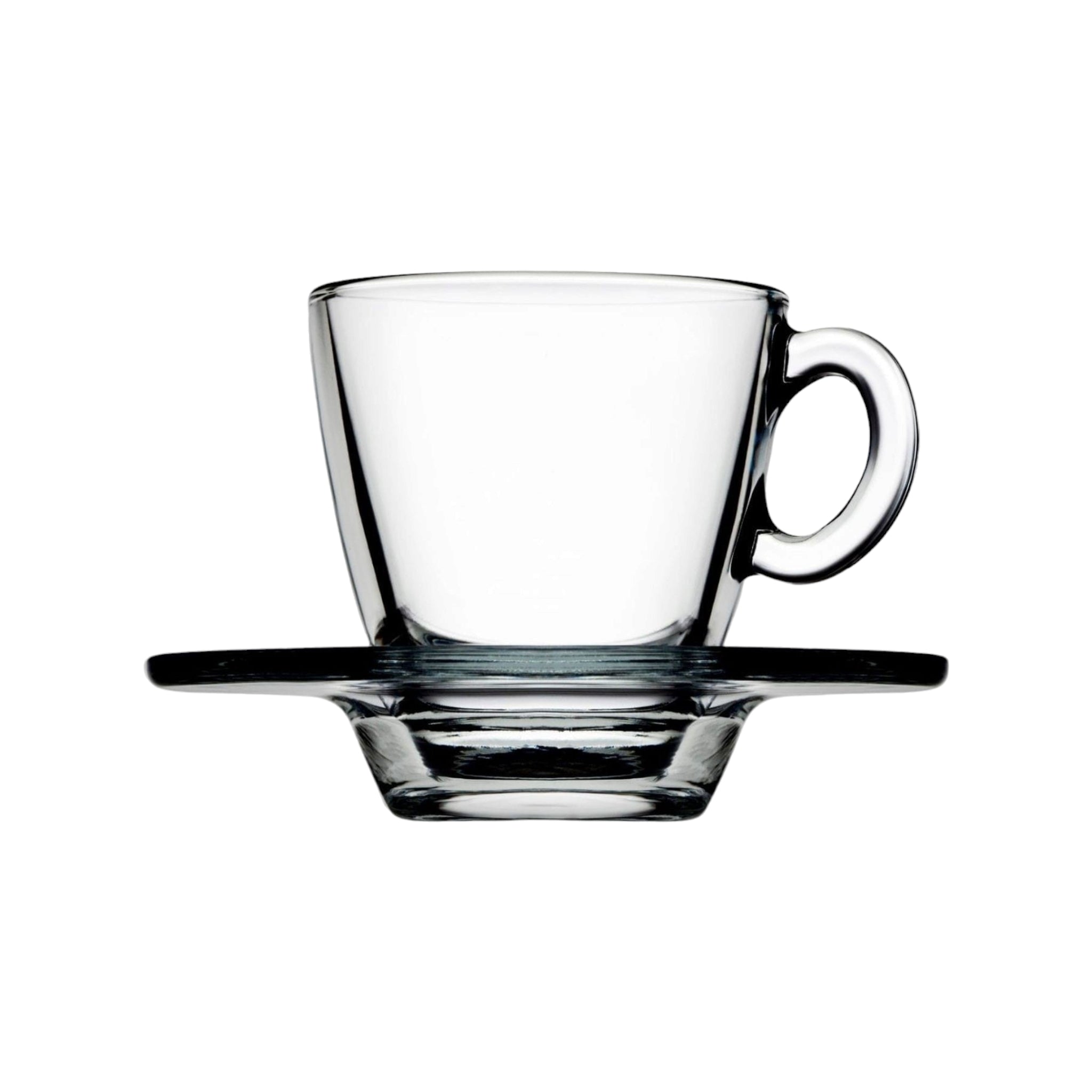 Pasabahce 72ml Espresso Glass Coffee Cup & Saucer 6pc Set
