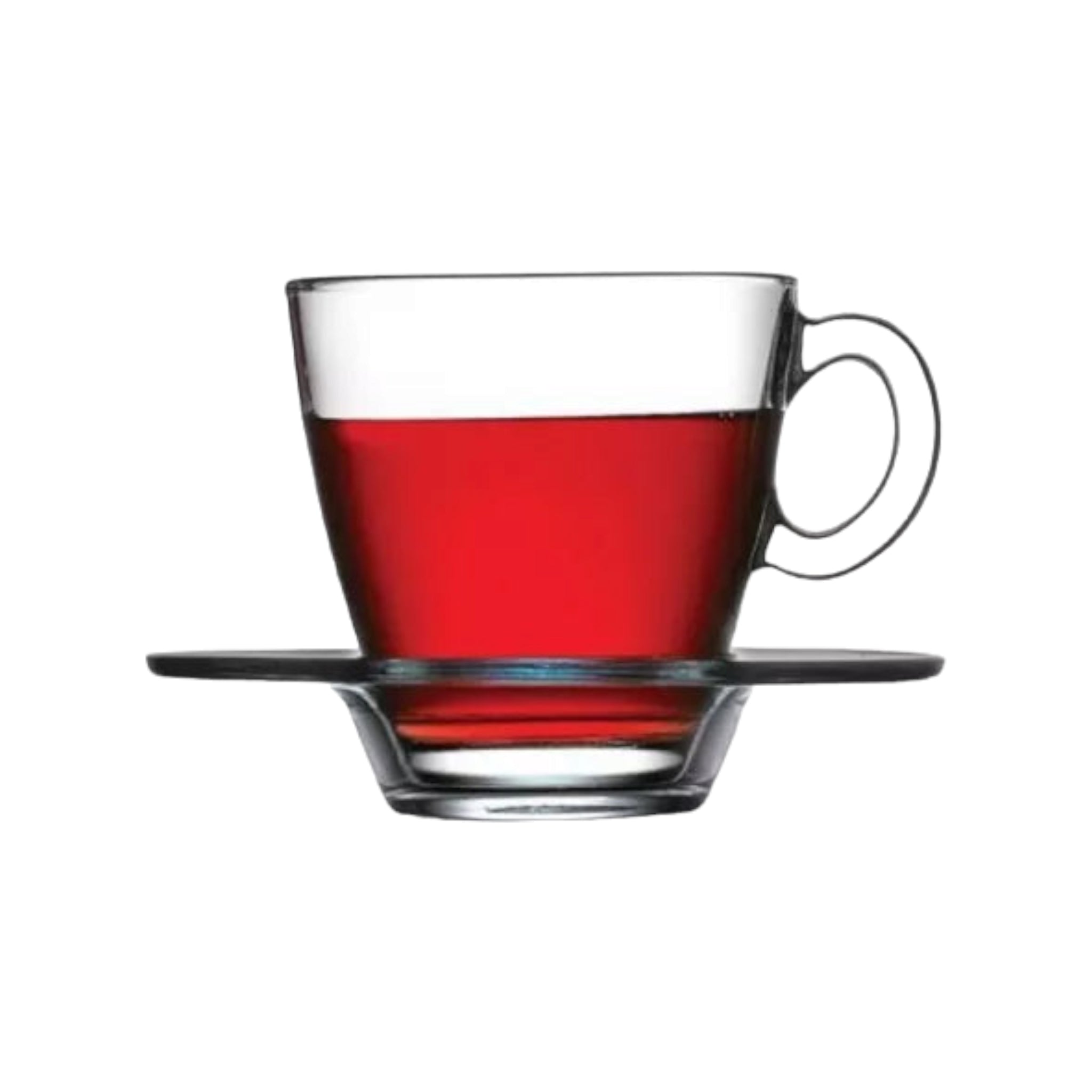 Pasabahce 72ml Espresso Glass Coffee Cup & Saucer 6pc Set