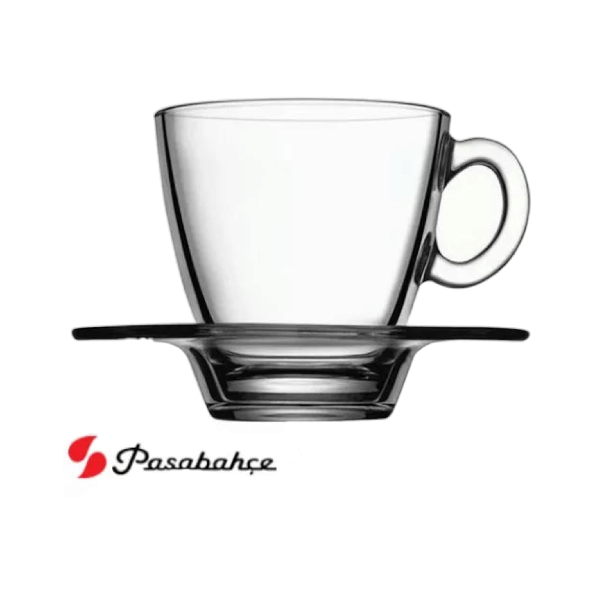 Pasabahce 72ml Espresso Glass Coffee Cup & Saucer 6pc Set