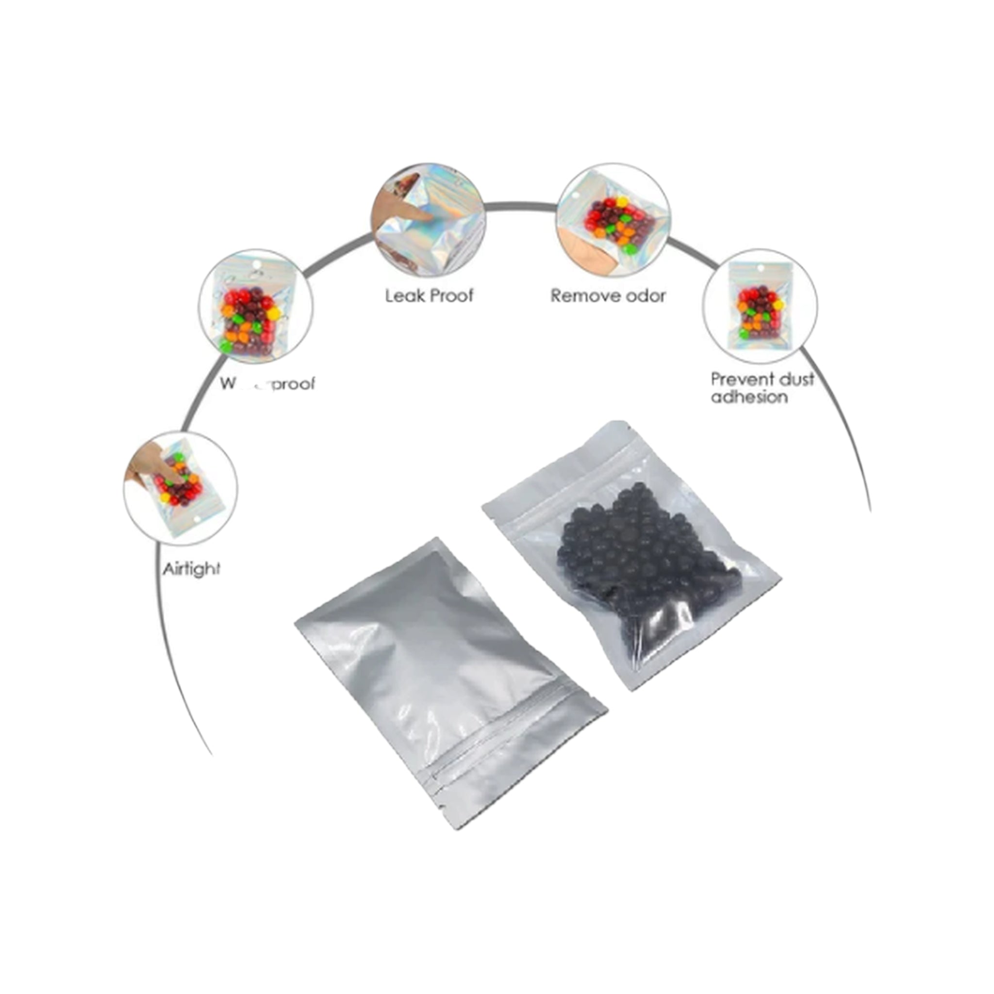 Vacuum Metalized Bags Silver 50g 10x14cm Laminated Pouch 100pack