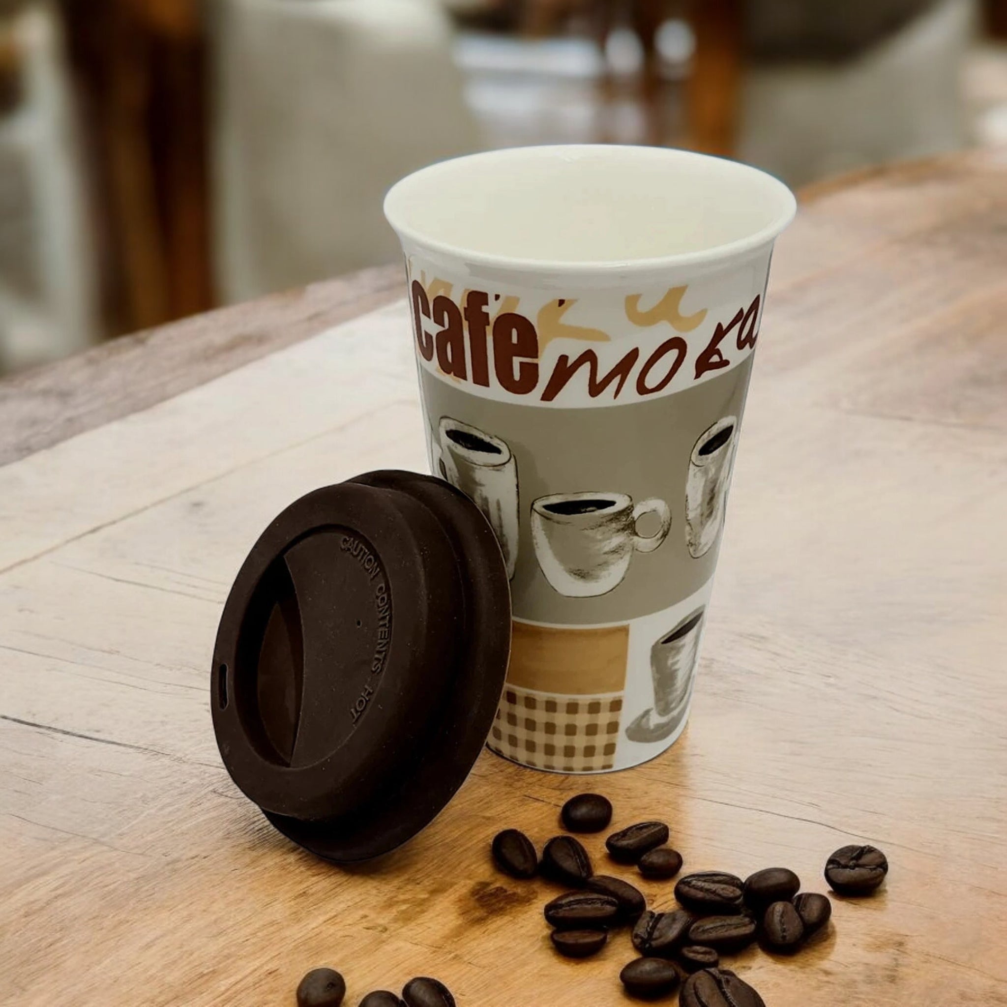 Porcelain Coffee Cup On-the-Go 400ml Silicone Lid SGN162