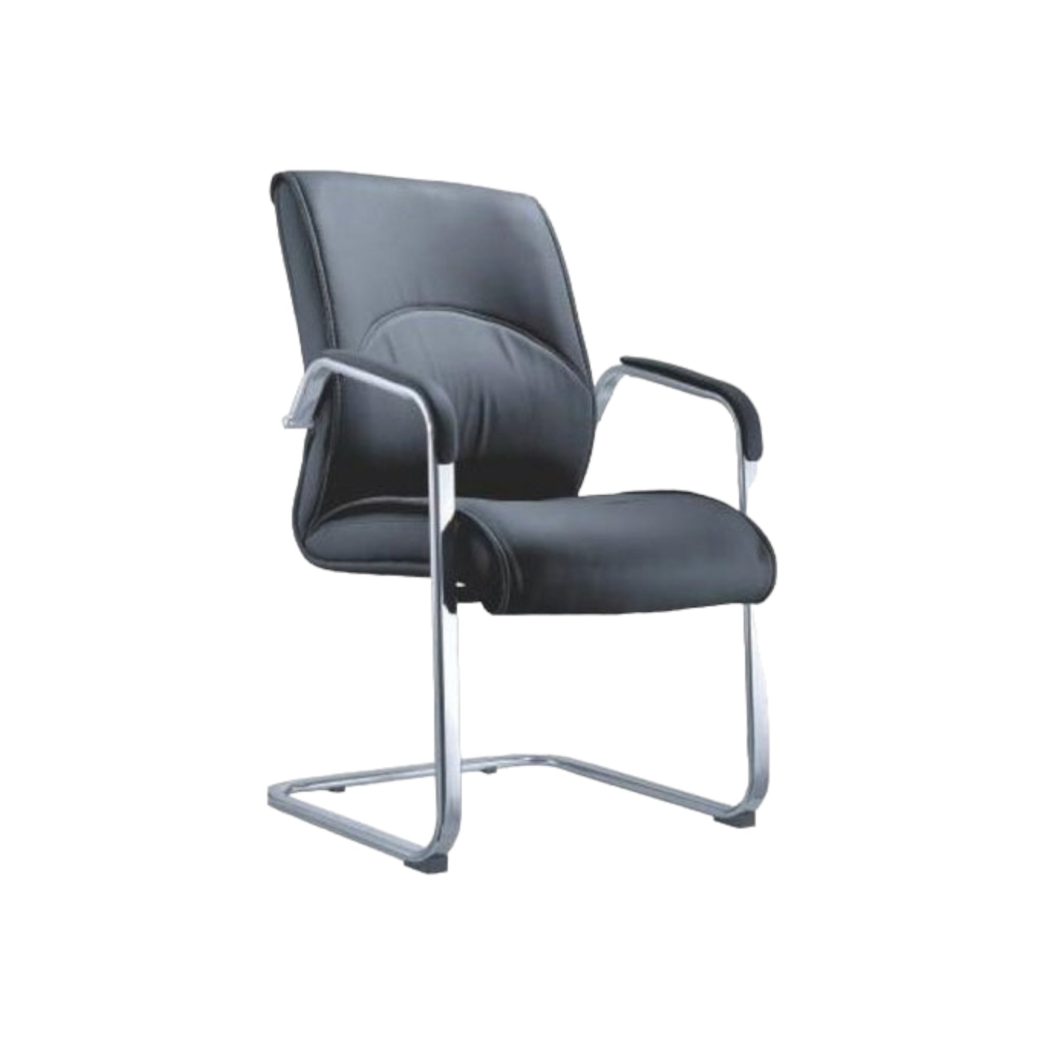 Office Visitors Chair Polyurethane Leather Back - Chrome Frame Based