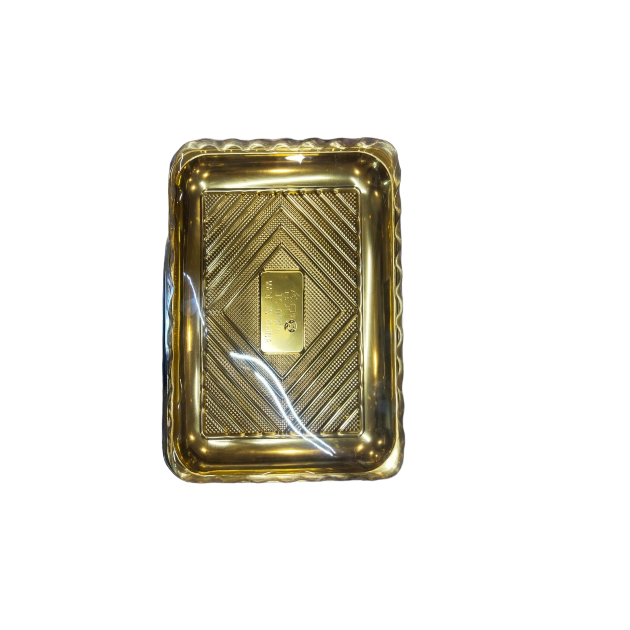 Disposable Biscuit Tray Box Gold with PVC Lid 30x40cm Serving To Go Plastic Container