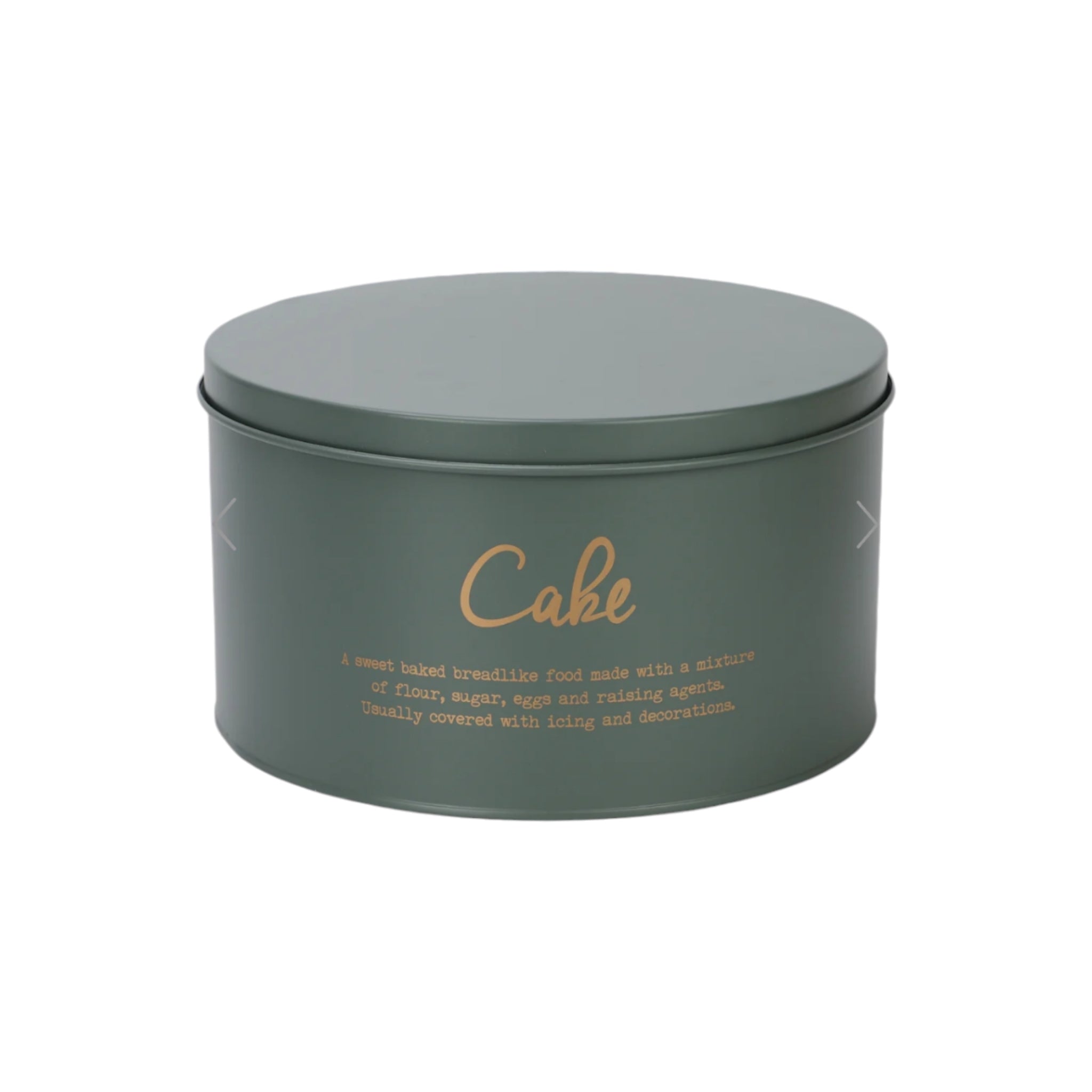 Regent Kitchen Cake Tin Green with Gold Print