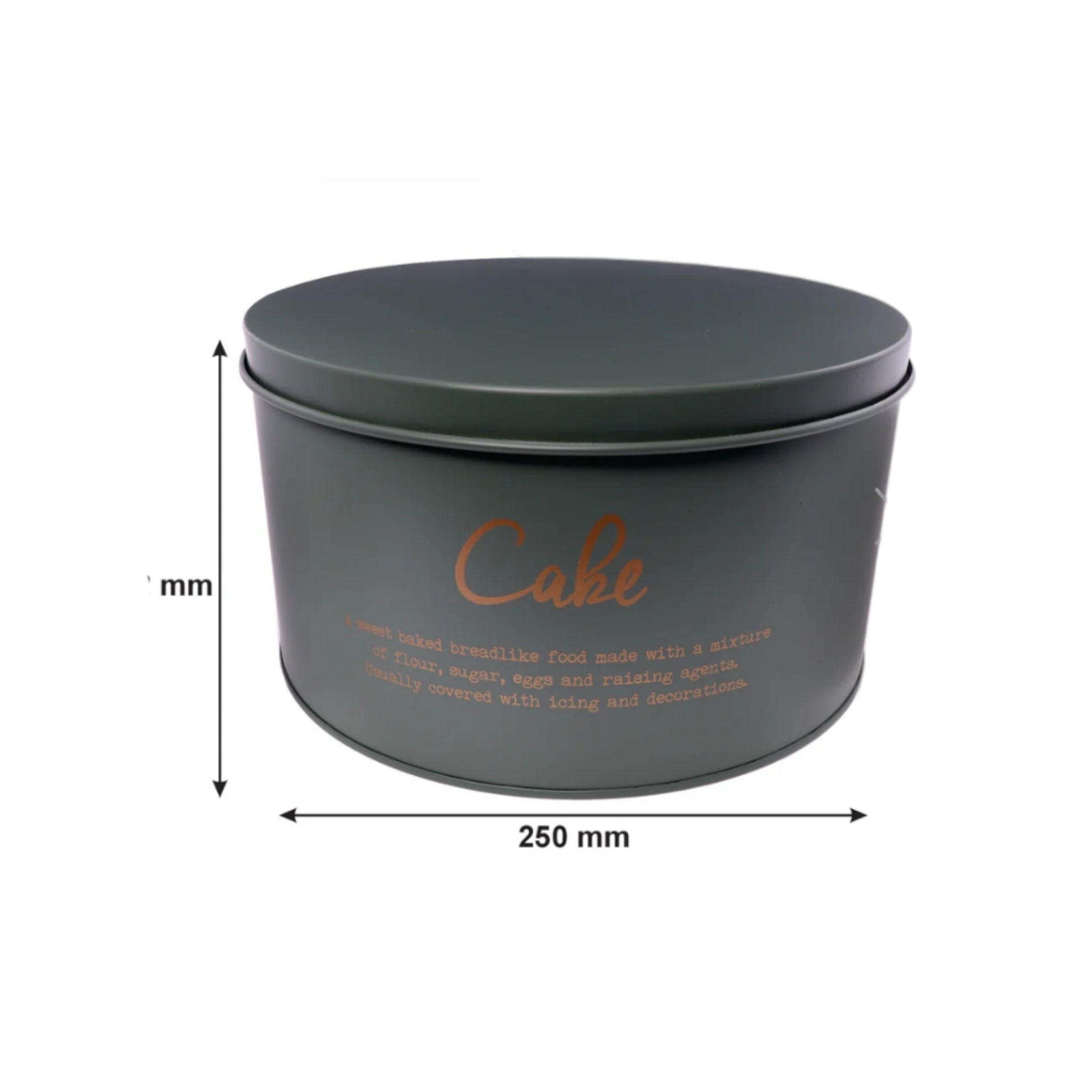 Regent Kitchen Cake Tin Green with Gold Print