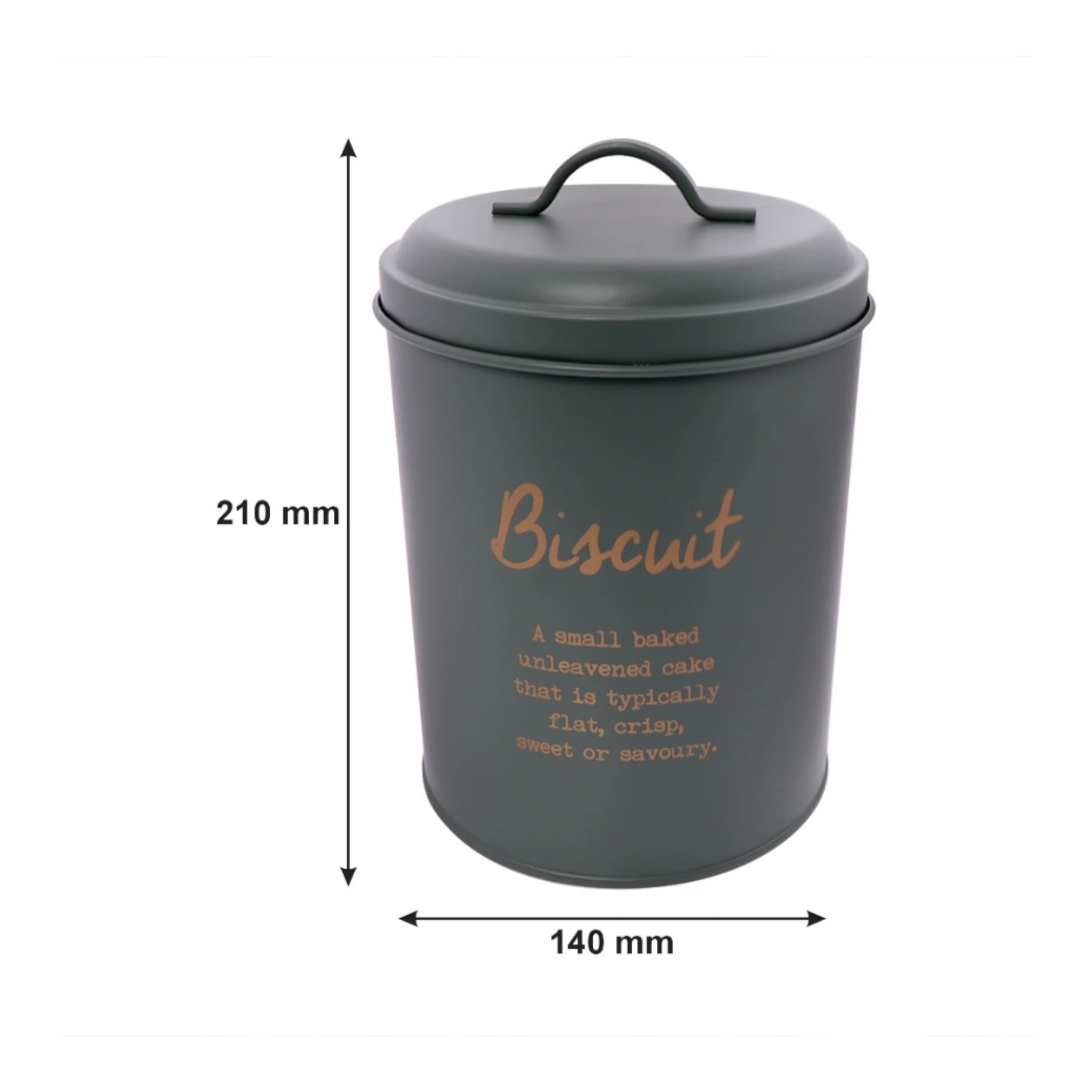 Regent Kitchen Biscuit Canister Green with Gold Print