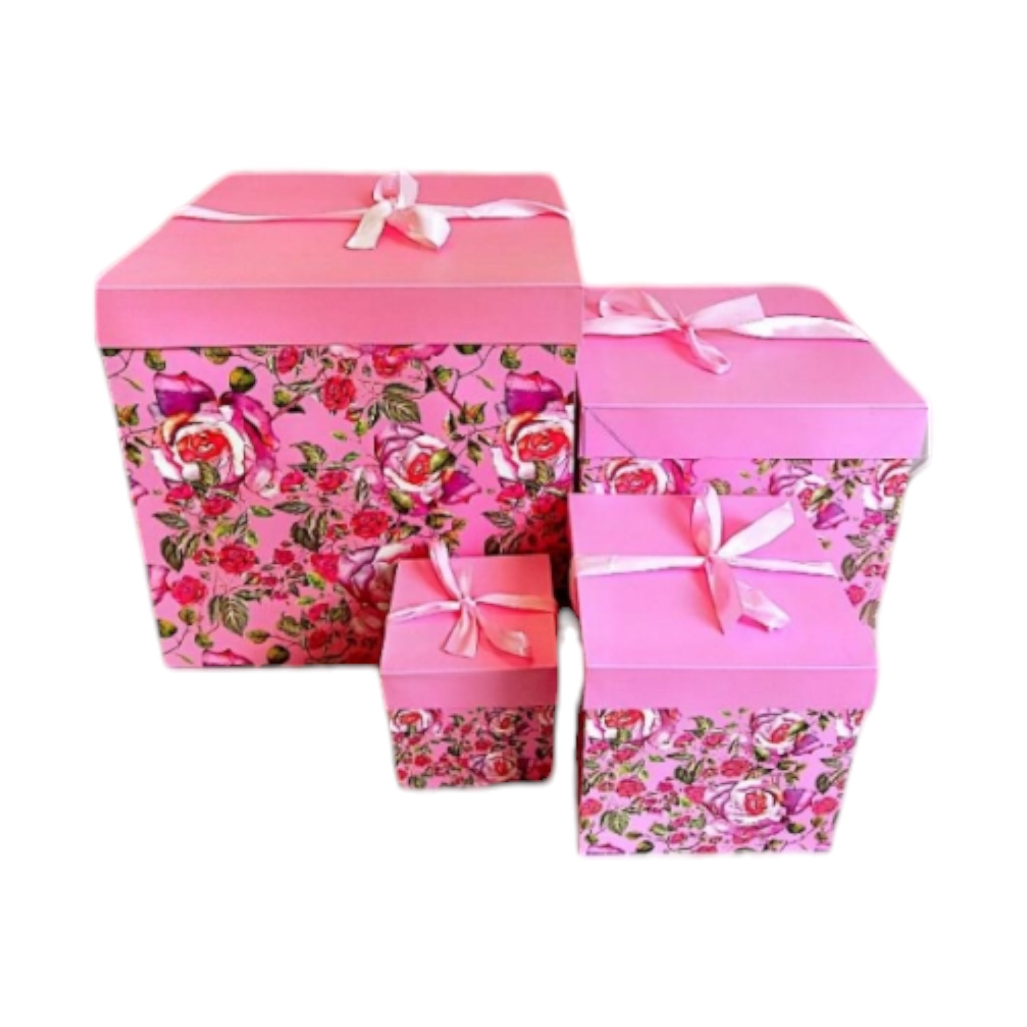 Gift Box Floral Patterned - Square Folding Cardboard Boxes