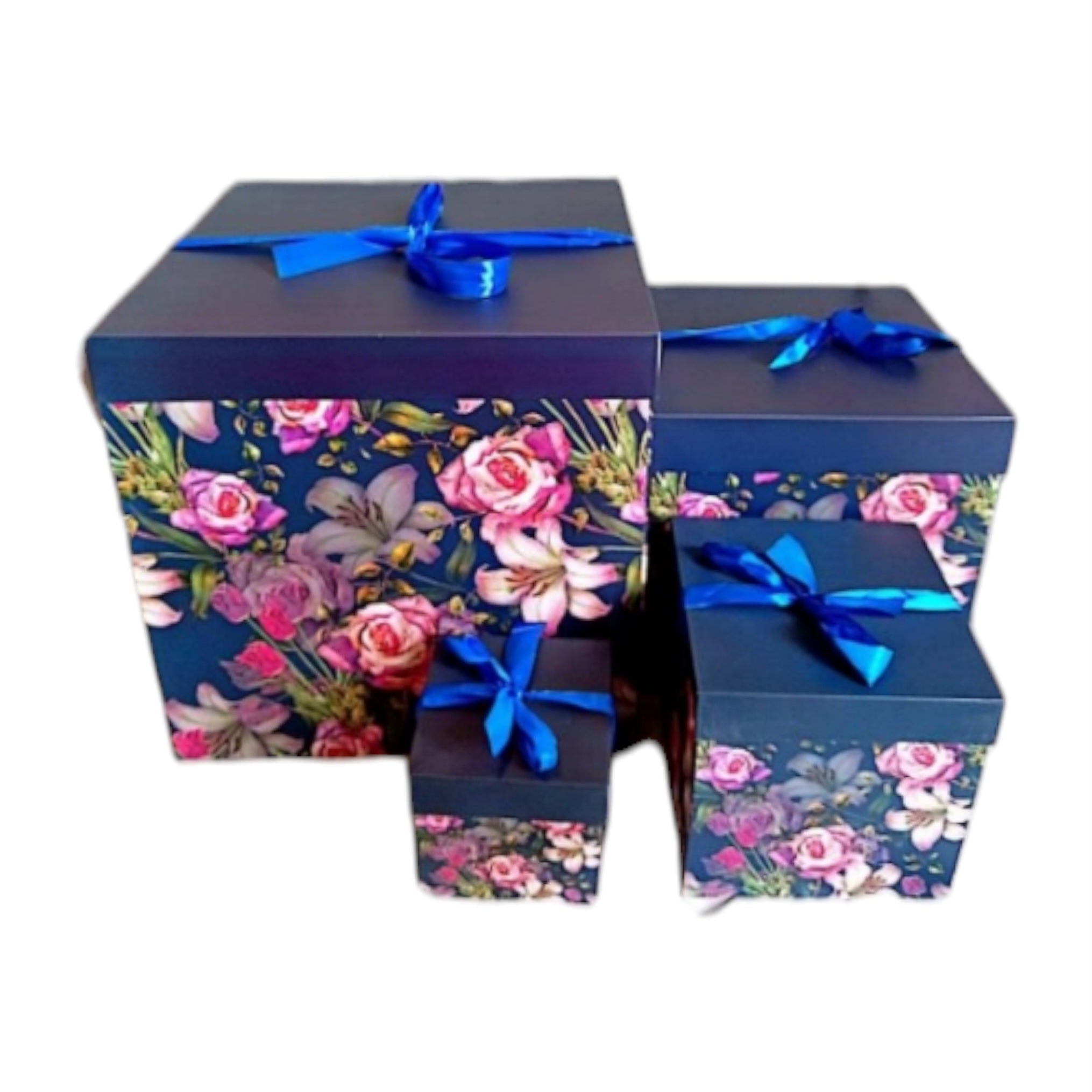 Gift Box Floral Patterned - Square Folding Cardboard Boxes