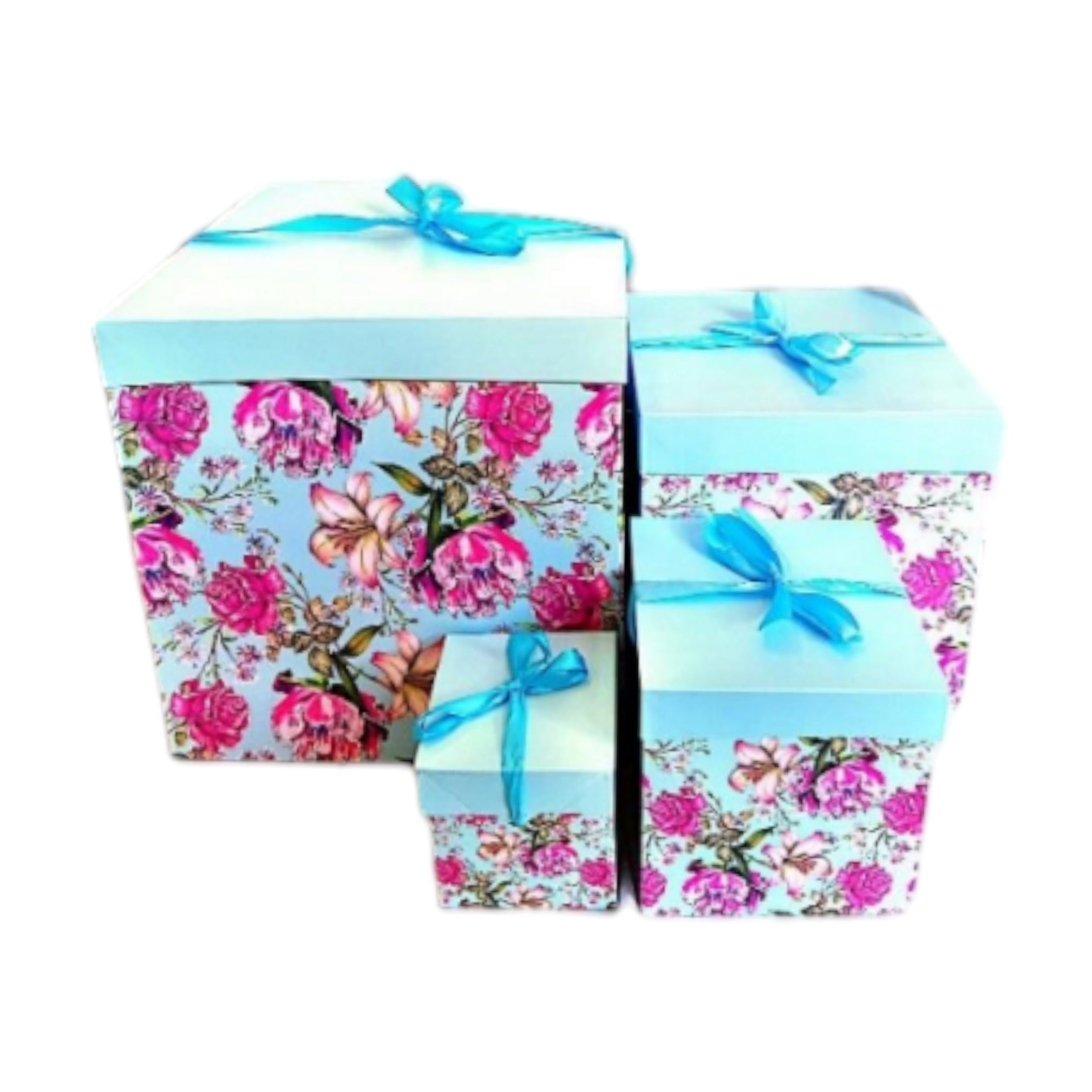 Gift Box Floral Patterned - Square Folding Cardboard Boxes