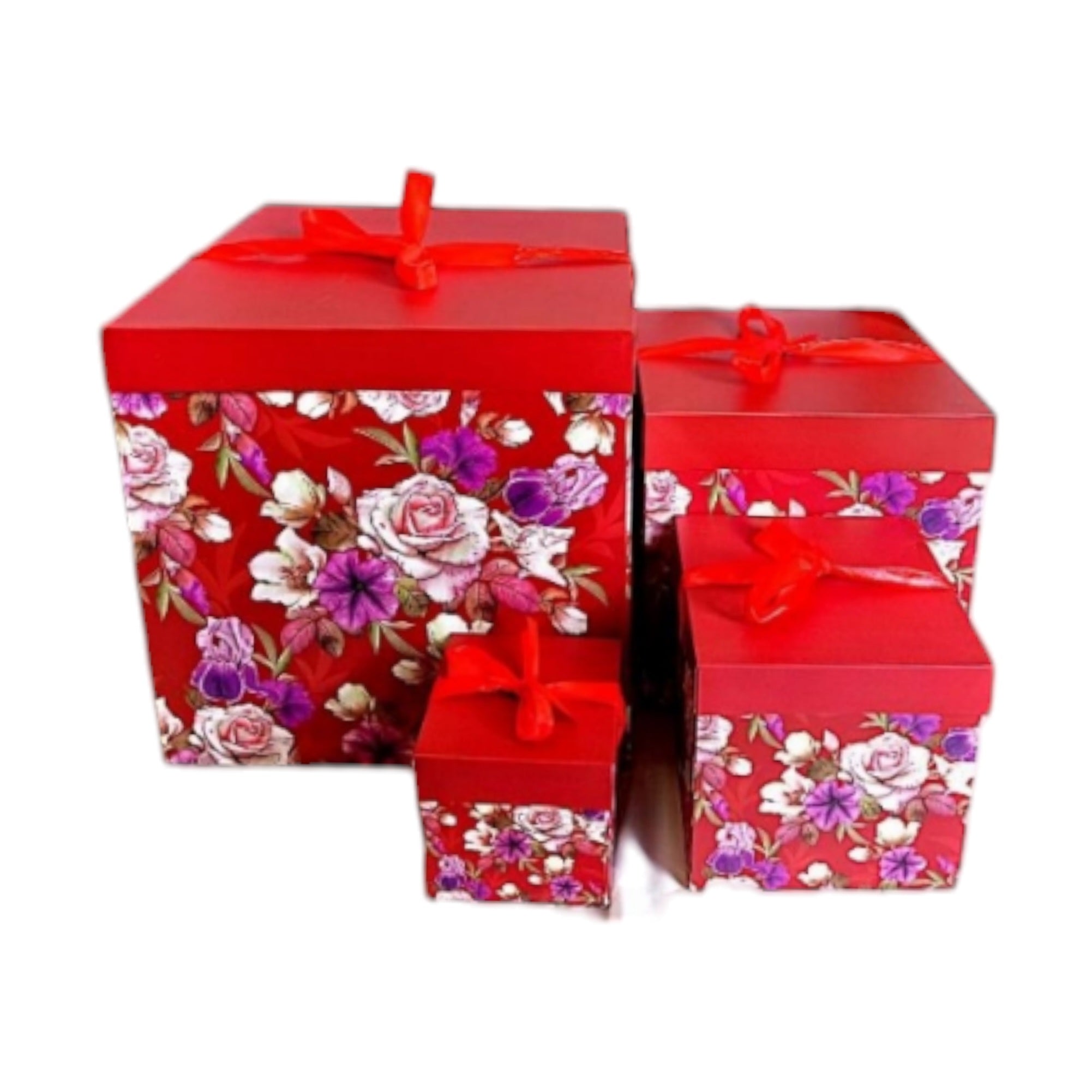Gift Box Floral Patterned - Square Folding Cardboard Boxes