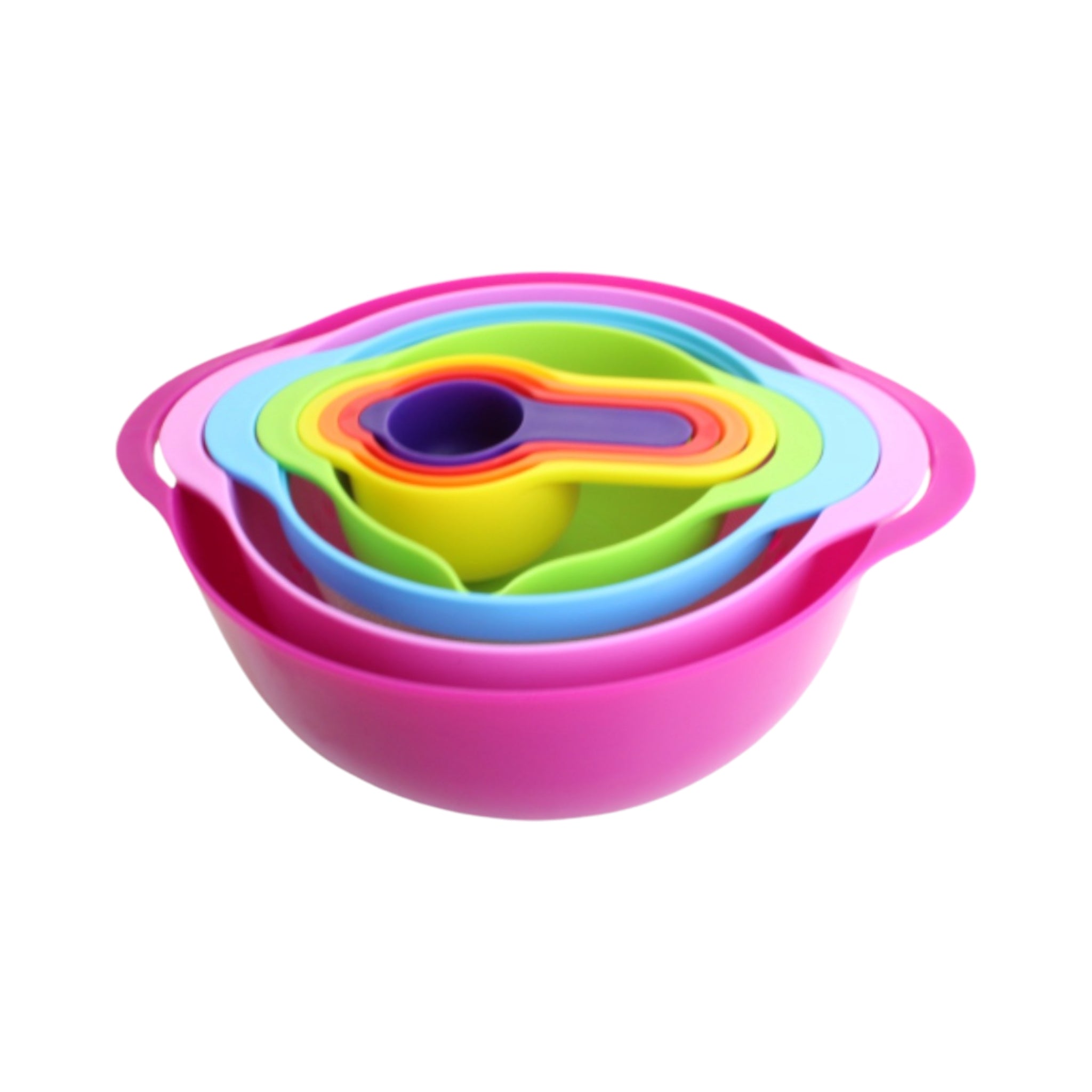 Rainbow Mixing Bowl Sieve & Measuring Spoon Utility 8pc Set