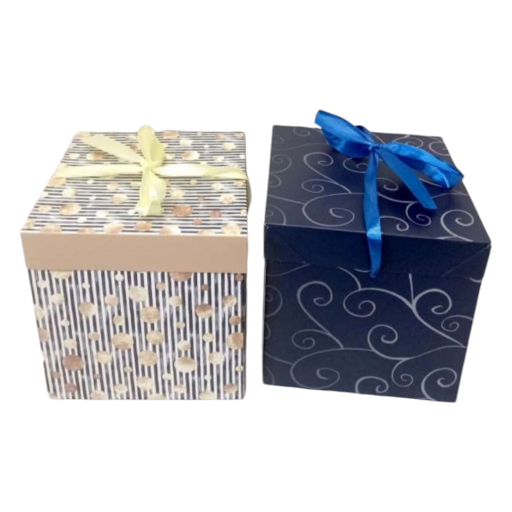 Gift Box Designer Patterned - Square Folding Cardboard Boxes 22x22x22cm 1pc