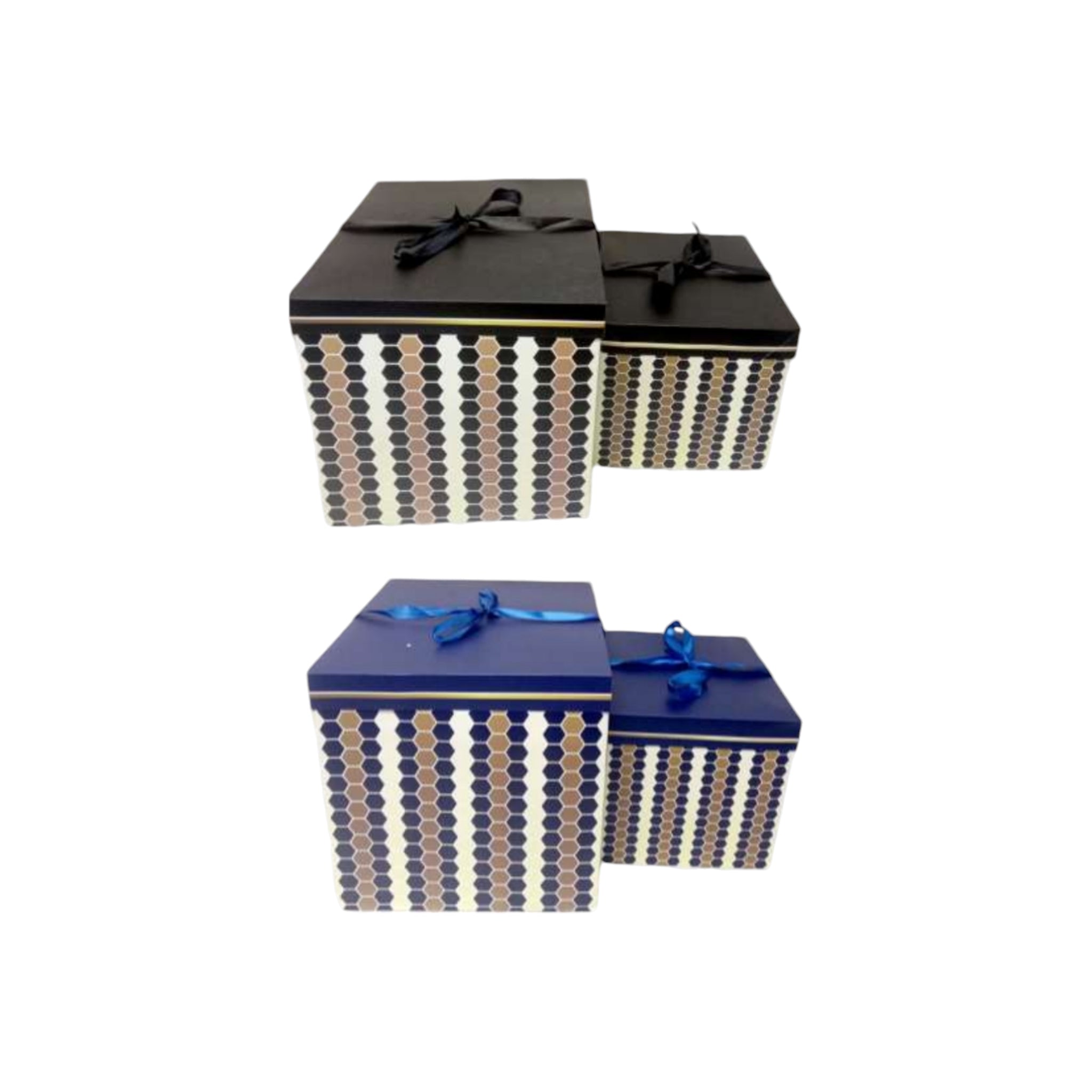 Gift Box Stripes Patterned - Square Folding Cardboard Boxes