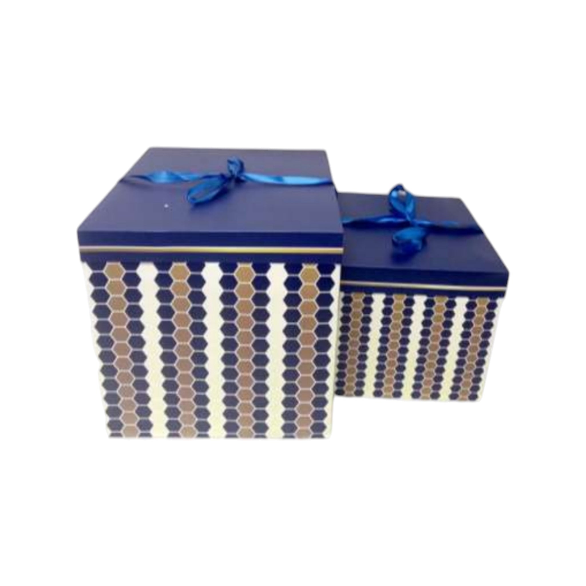 Gift Box Stripes Patterned - Square Folding Cardboard Boxes