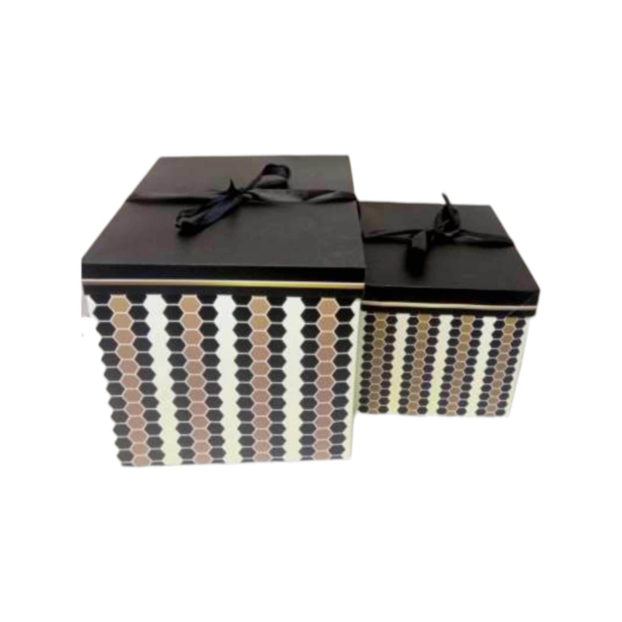 Gift Box Stripes Patterned - Square Folding Cardboard Boxes