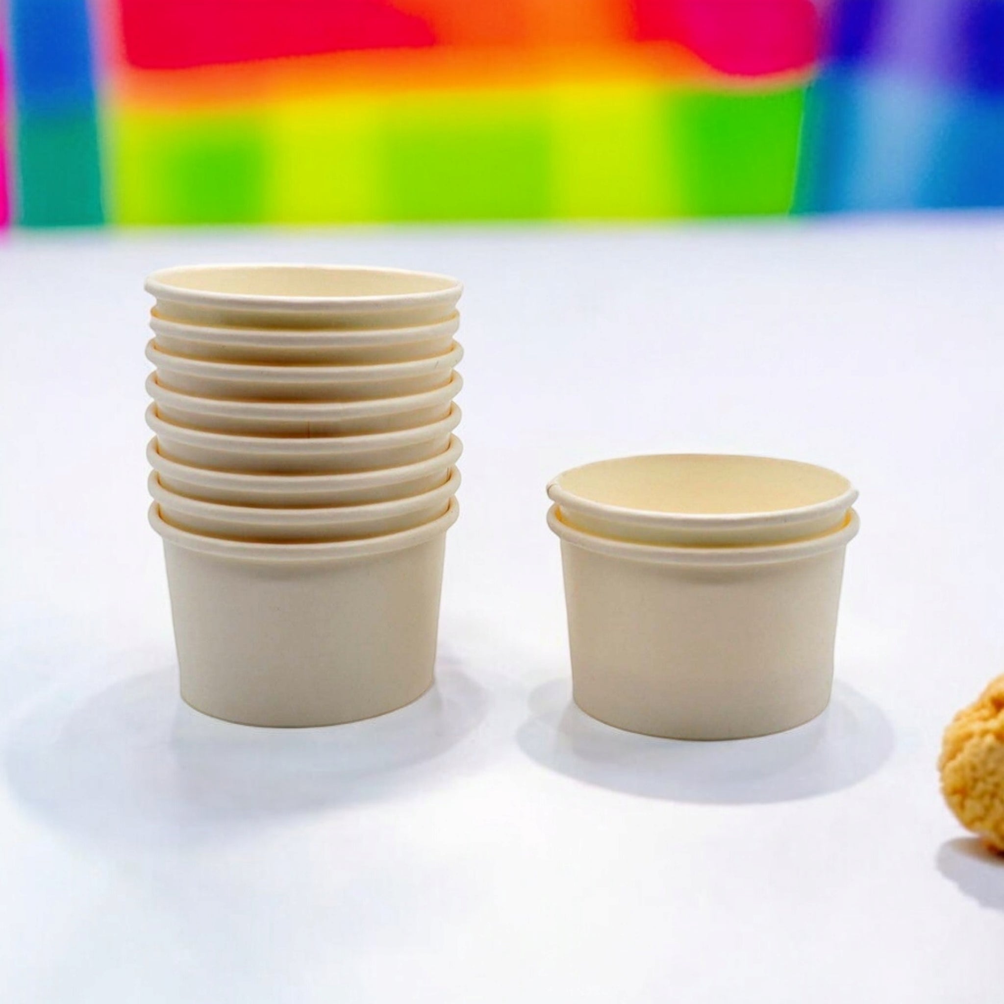 Ice Cream Paper Cups 90ml White Vintage Tubs 10pack