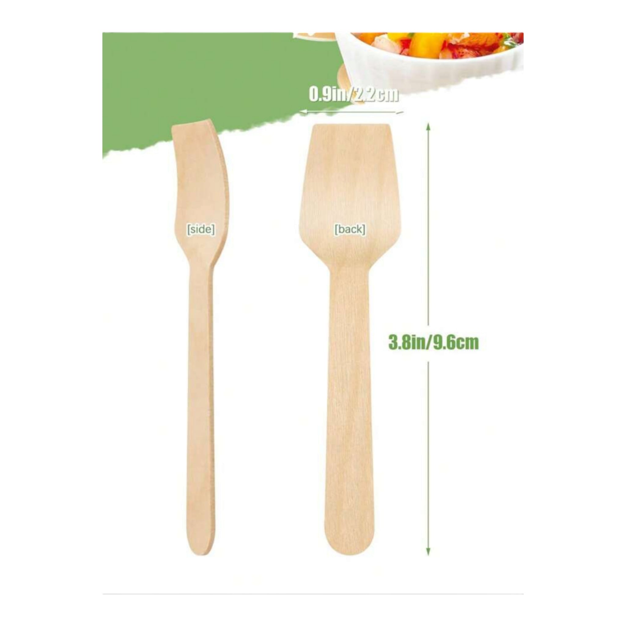 Disposable Wooden Mini Paddle Ice Cream Spoons 9.5cm 100pack