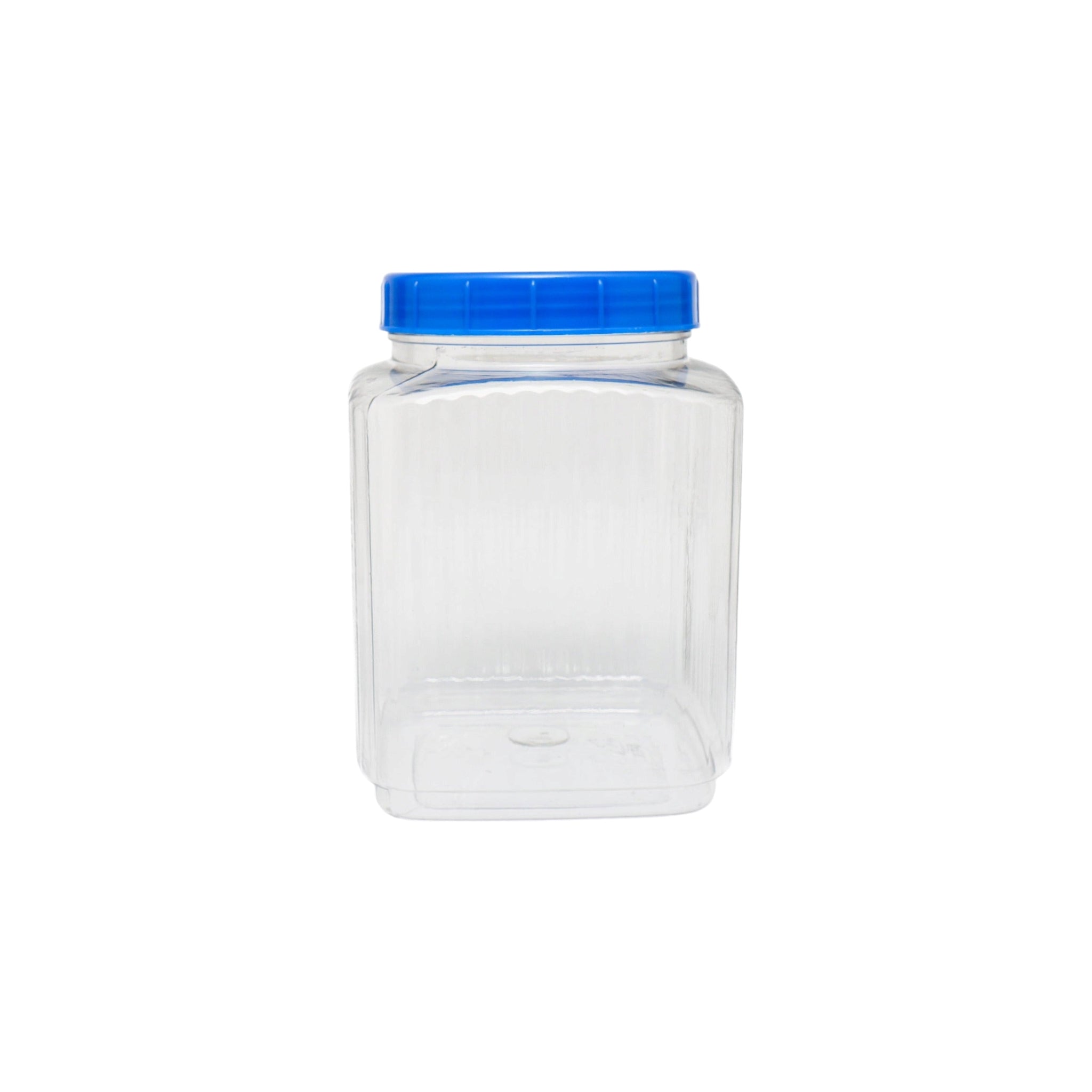 2.5kg PET Plastic Storage Jar Ribbed Square Clear