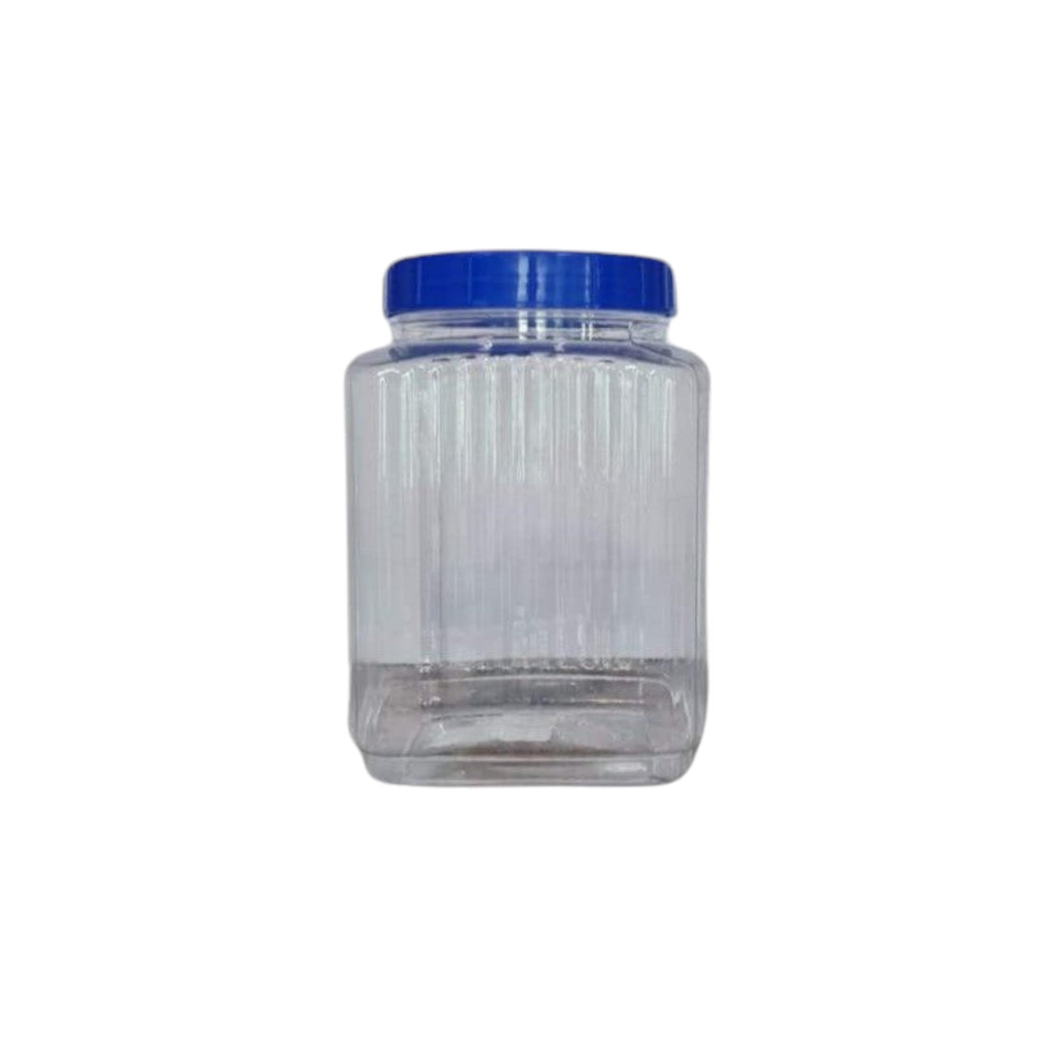 2.5kg PET Plastic Storage Jar Ribbed Square Clear