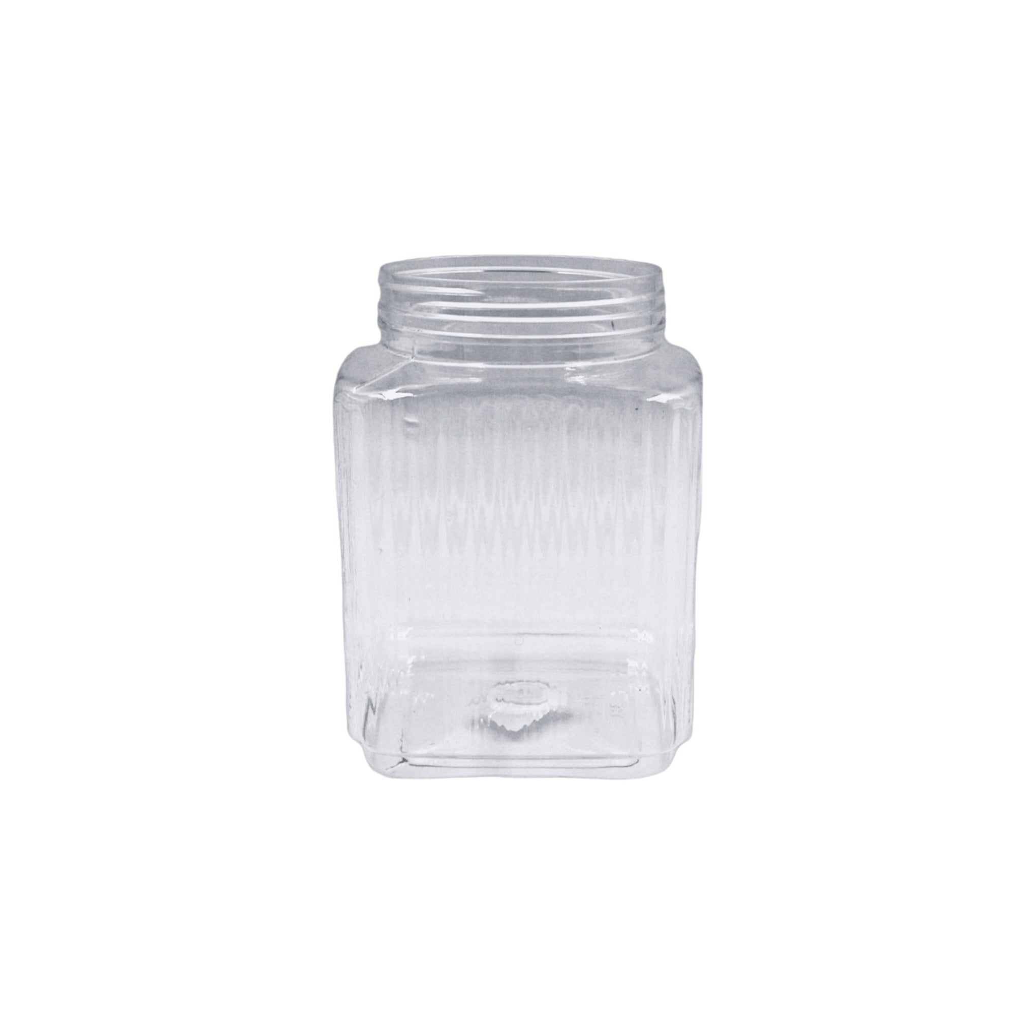 2.5kg PET Plastic Storage Jar Ribbed Square Clear
