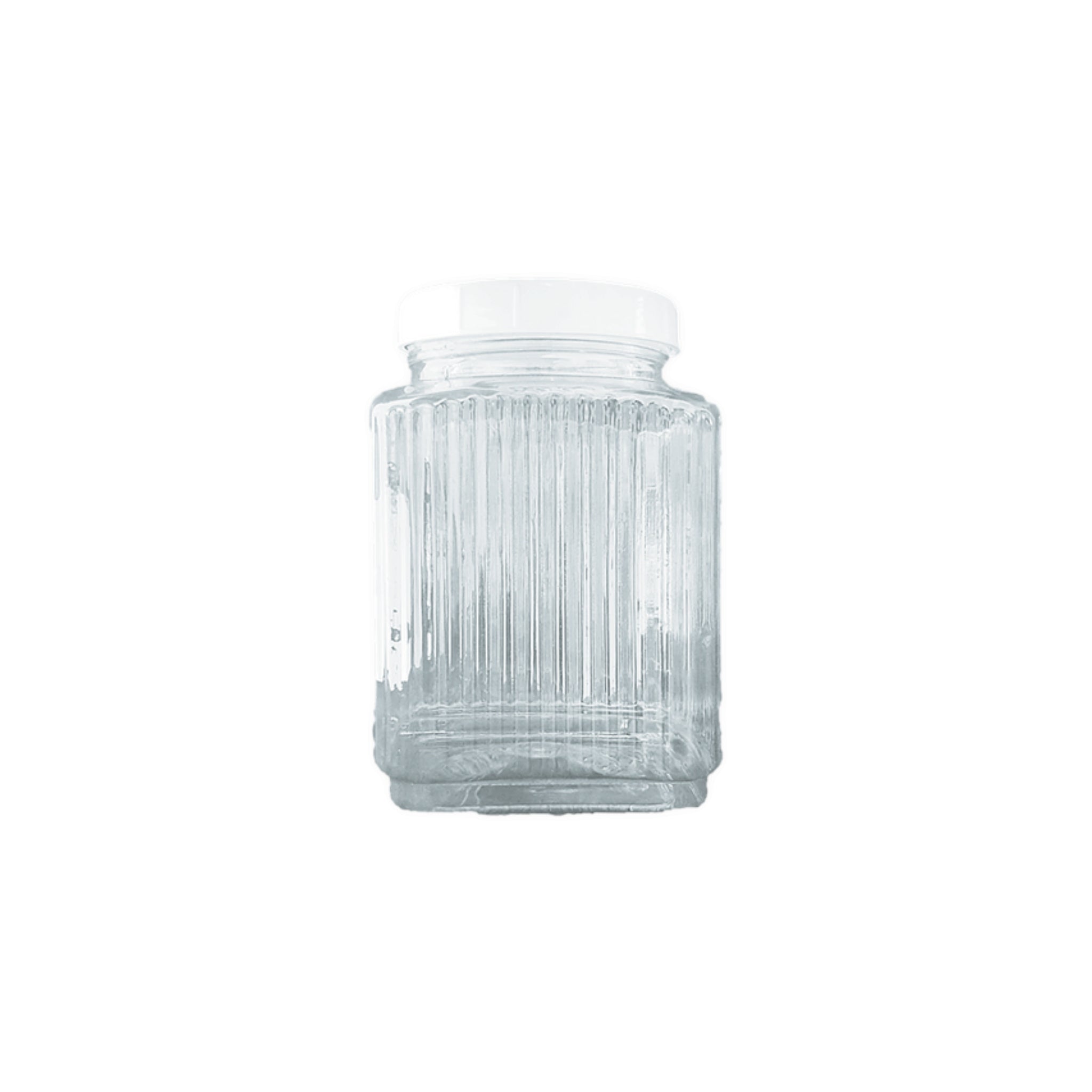 2.5kg PET Plastic Storage Jar Ribbed Square Clear