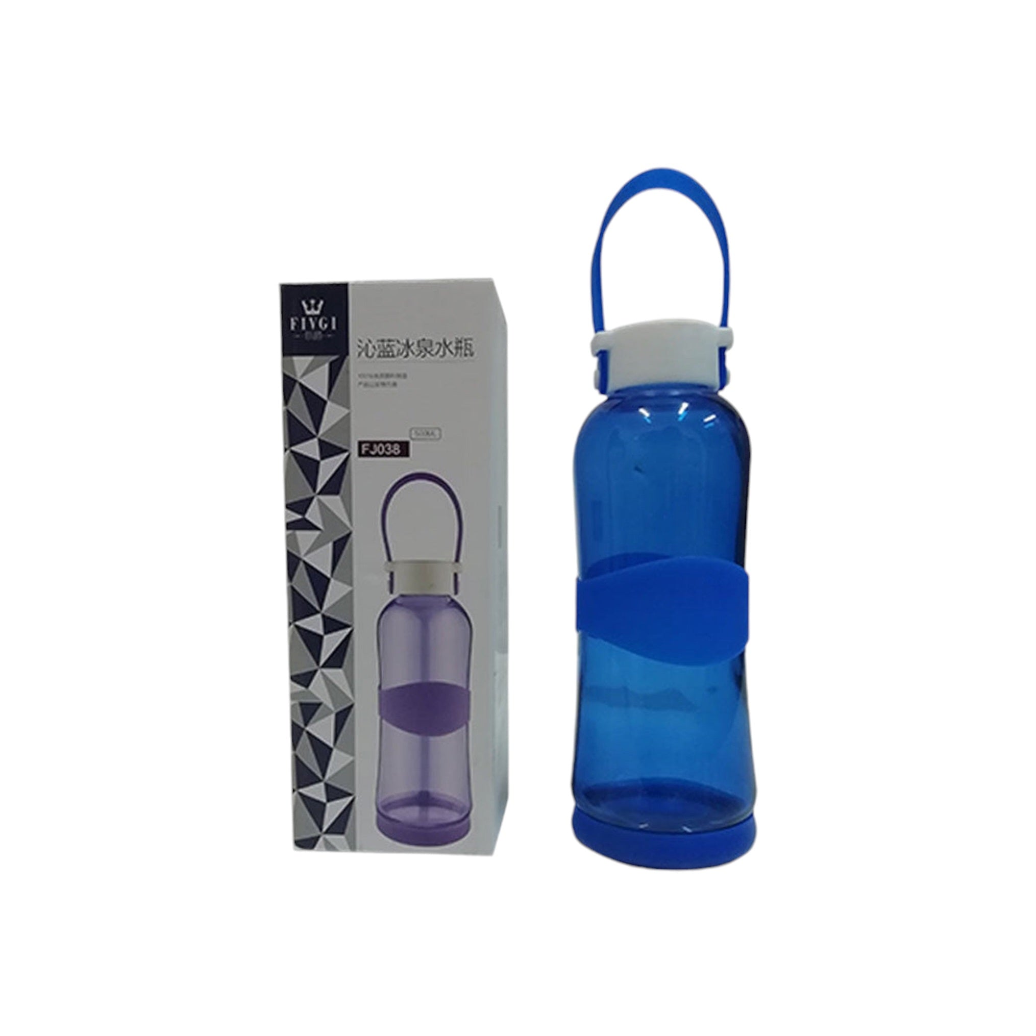Glass Water Bottle 500ml with Carry Tag & Lid ZLF-04