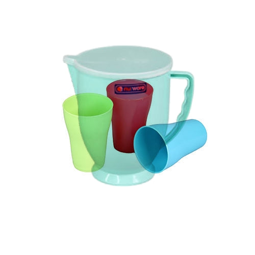 Nu Ware Plastic Jug 1.5L with 4 Frosted Tumblers