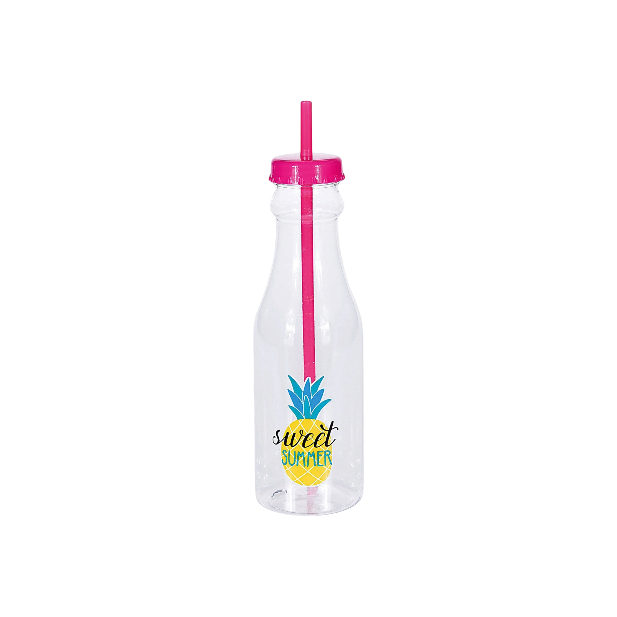 Plastic Smoothie Bottle with Lid & Straw 650ml