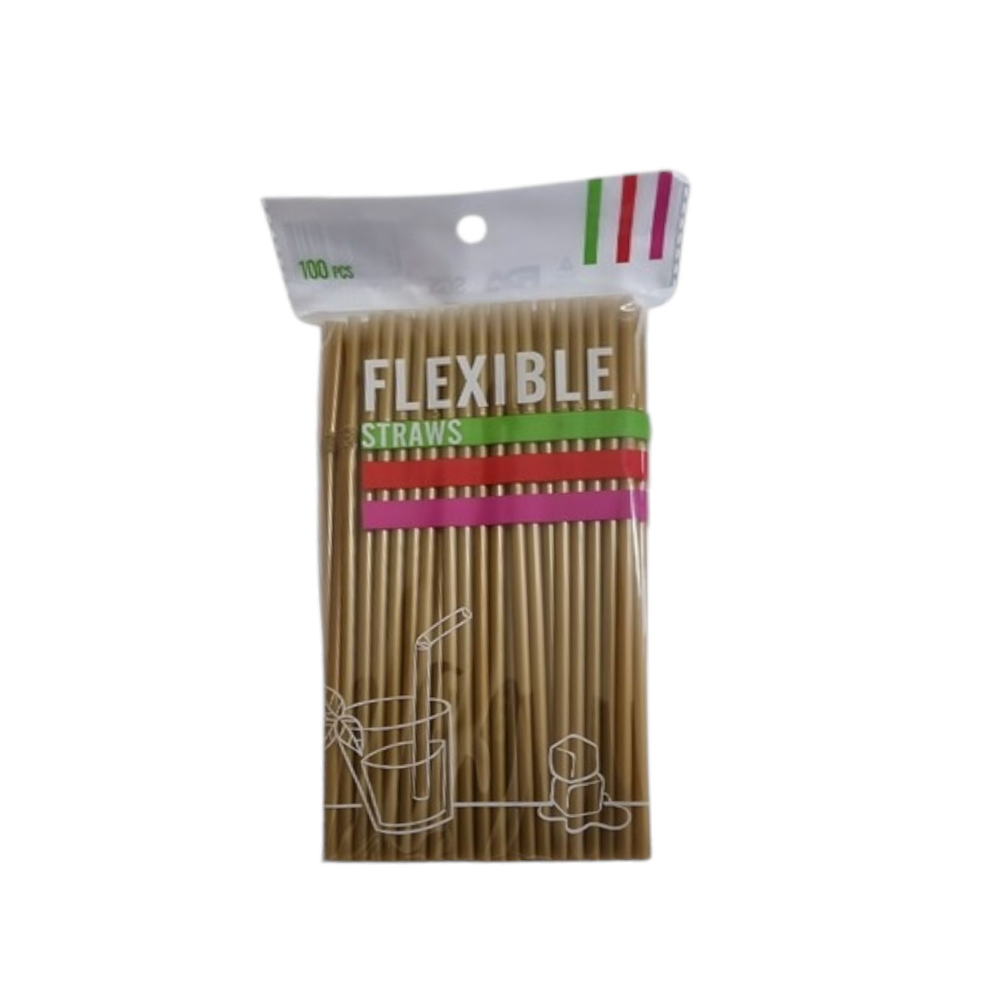 Flexible Bendy Straws Plastic 5mm 100pack