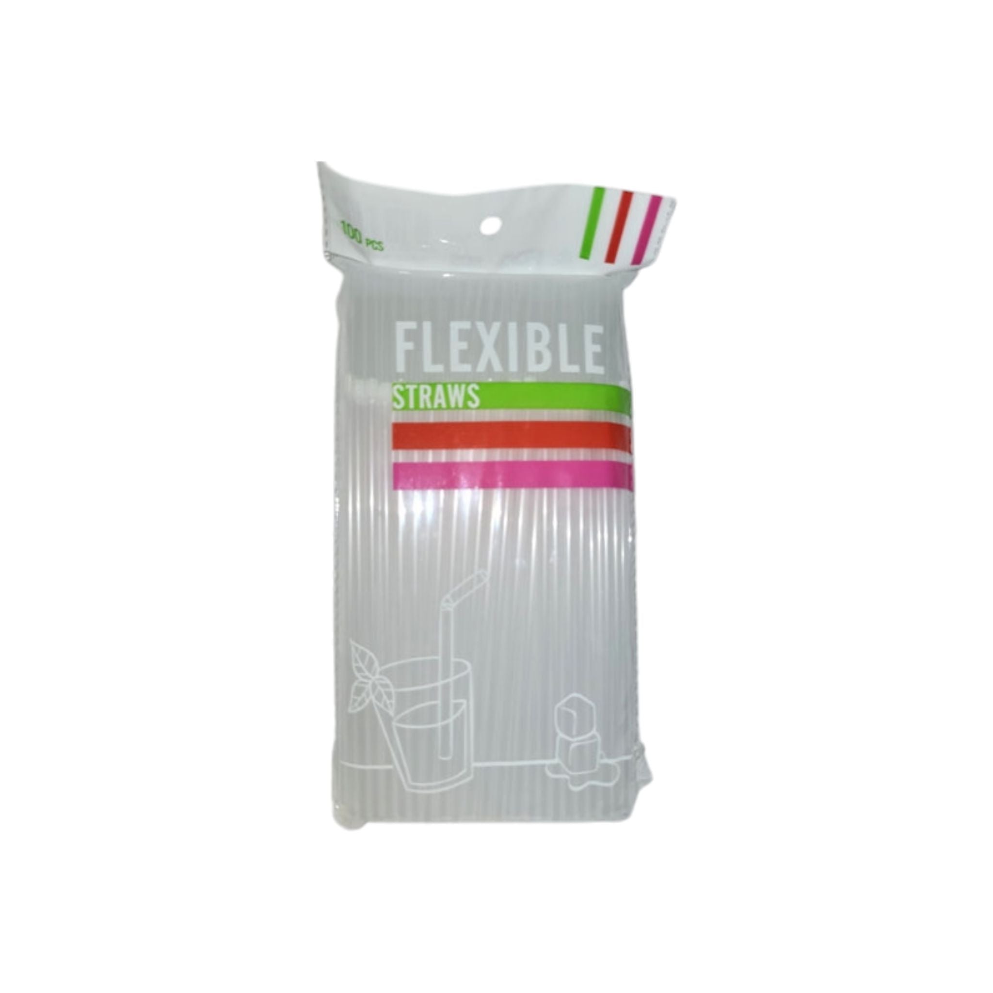 Flexible Bendy Straws Plastic 5mm 100pack