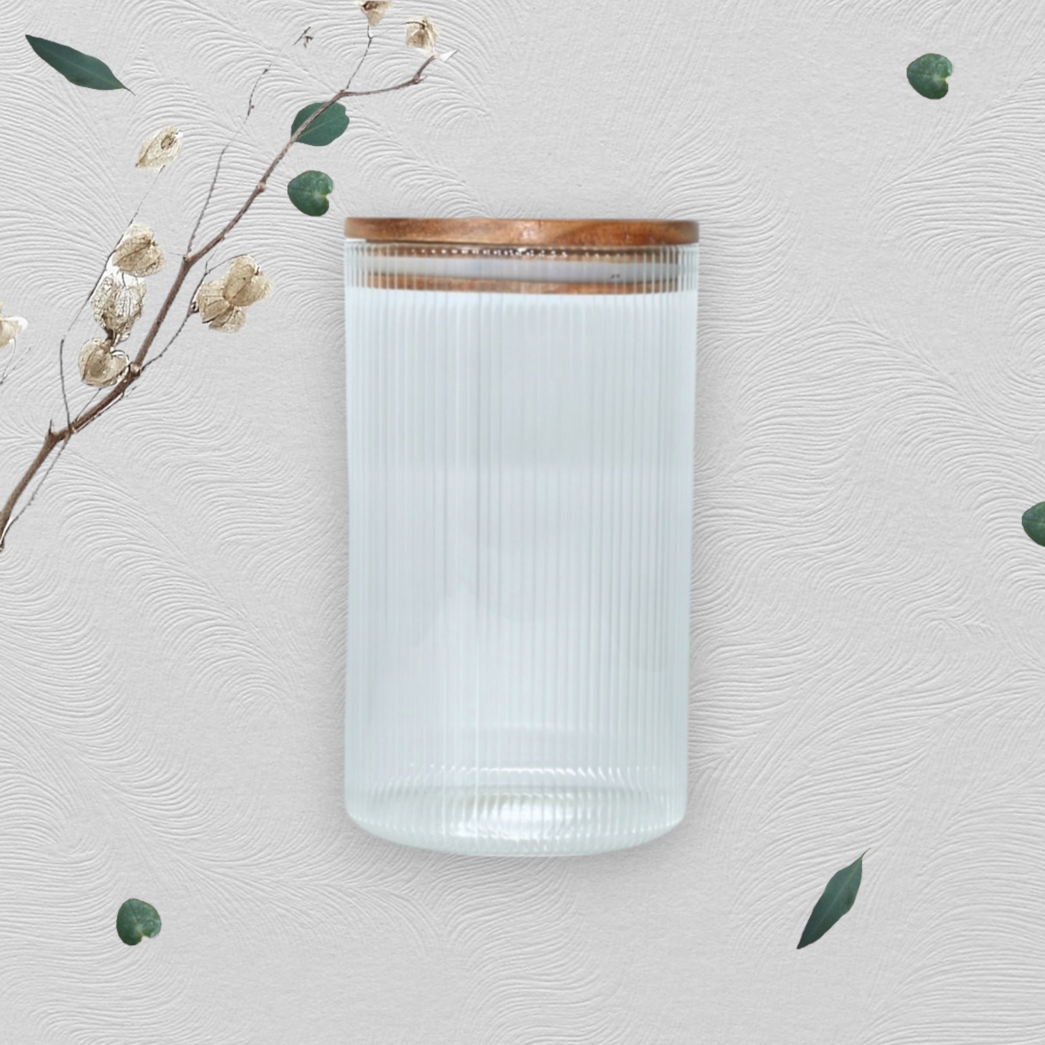 Acacia Glass Canister Jar with Lid 1L