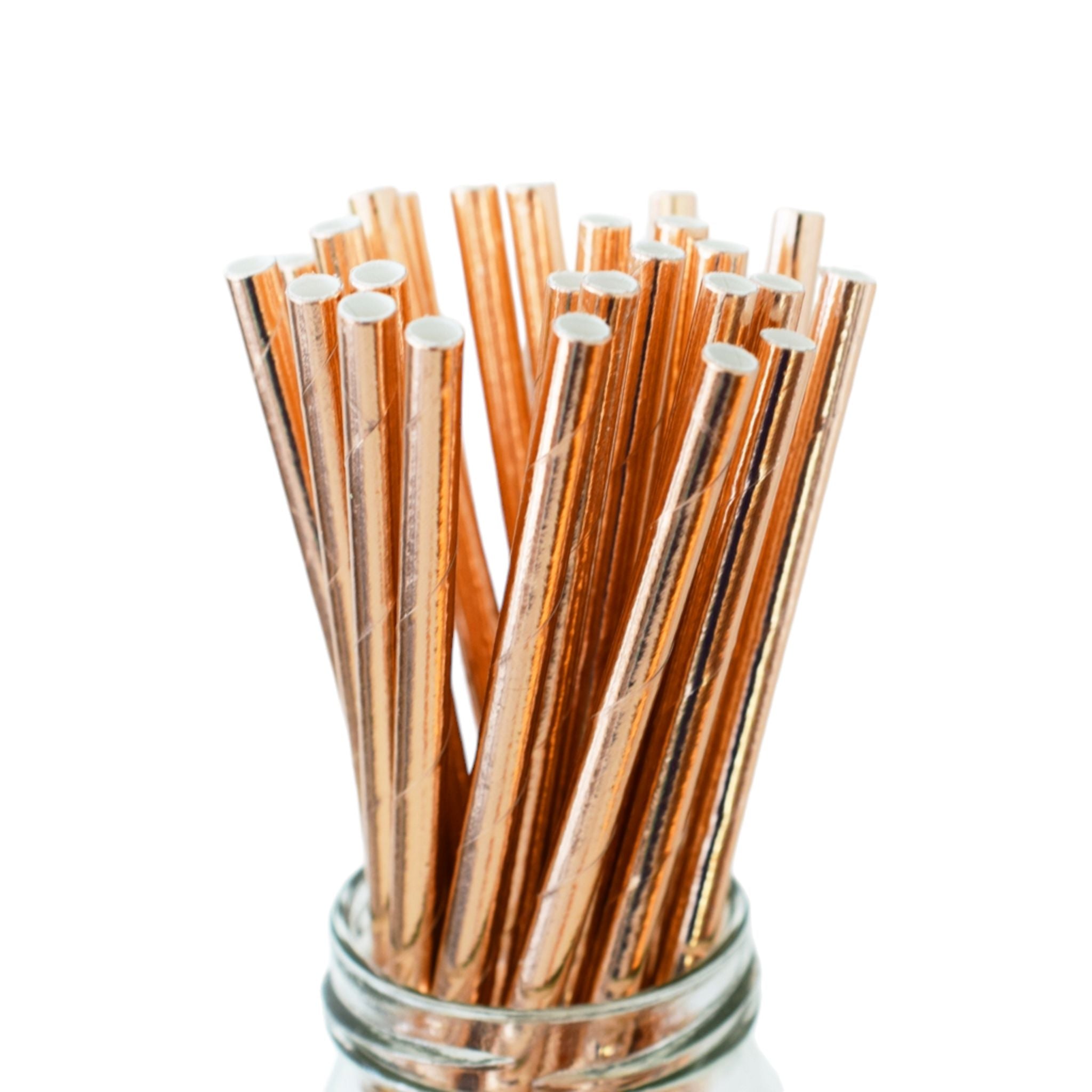 Disposable Paper Straws 6mm Rose Gold 25pc