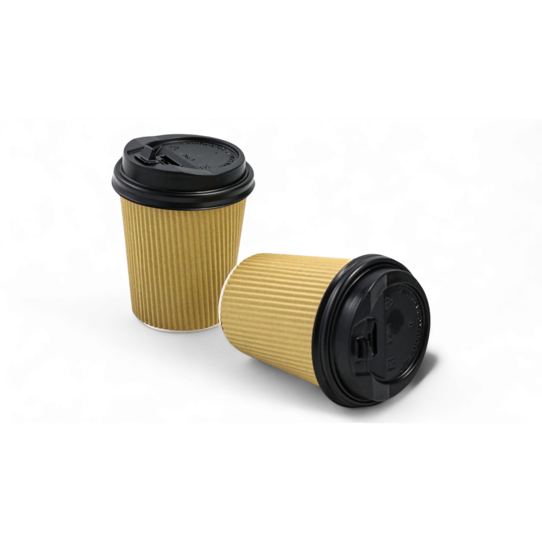 250ml Ripple Paper Coffee Cups Disposable Kraft Brown 5pack