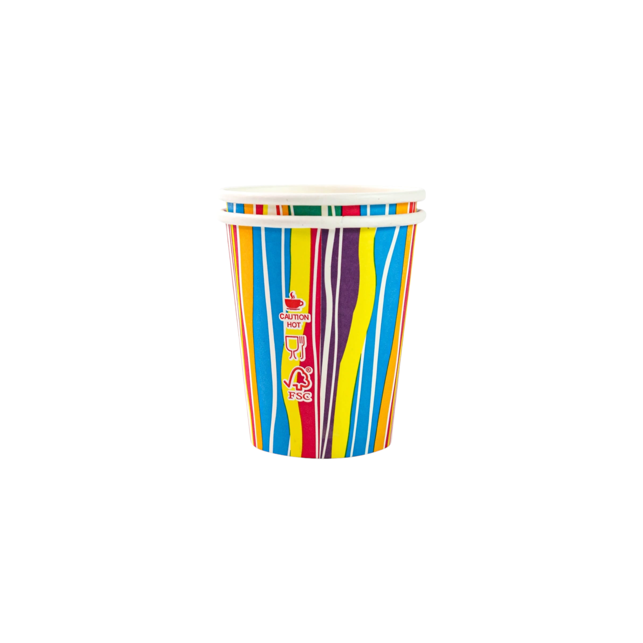 250ml Vending Paper Coffee Cups Disposable Single Wall Patterned 5pack