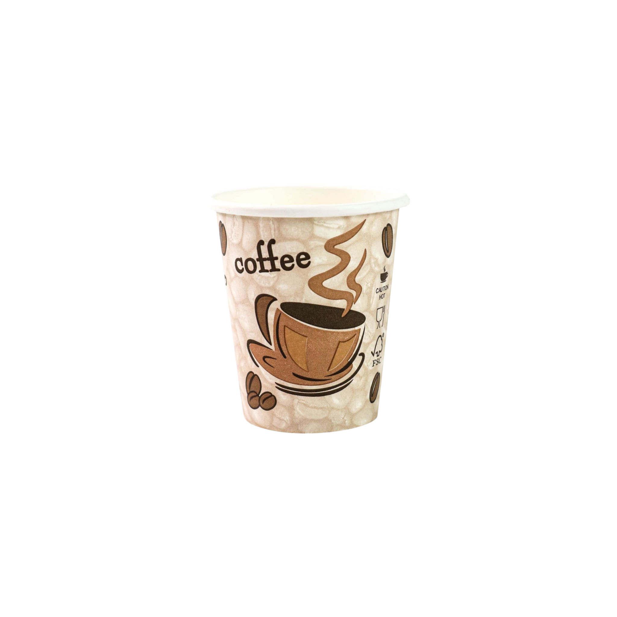 250ml Vending Paper Coffee Cups Disposable Single Wall Patterned 5pack