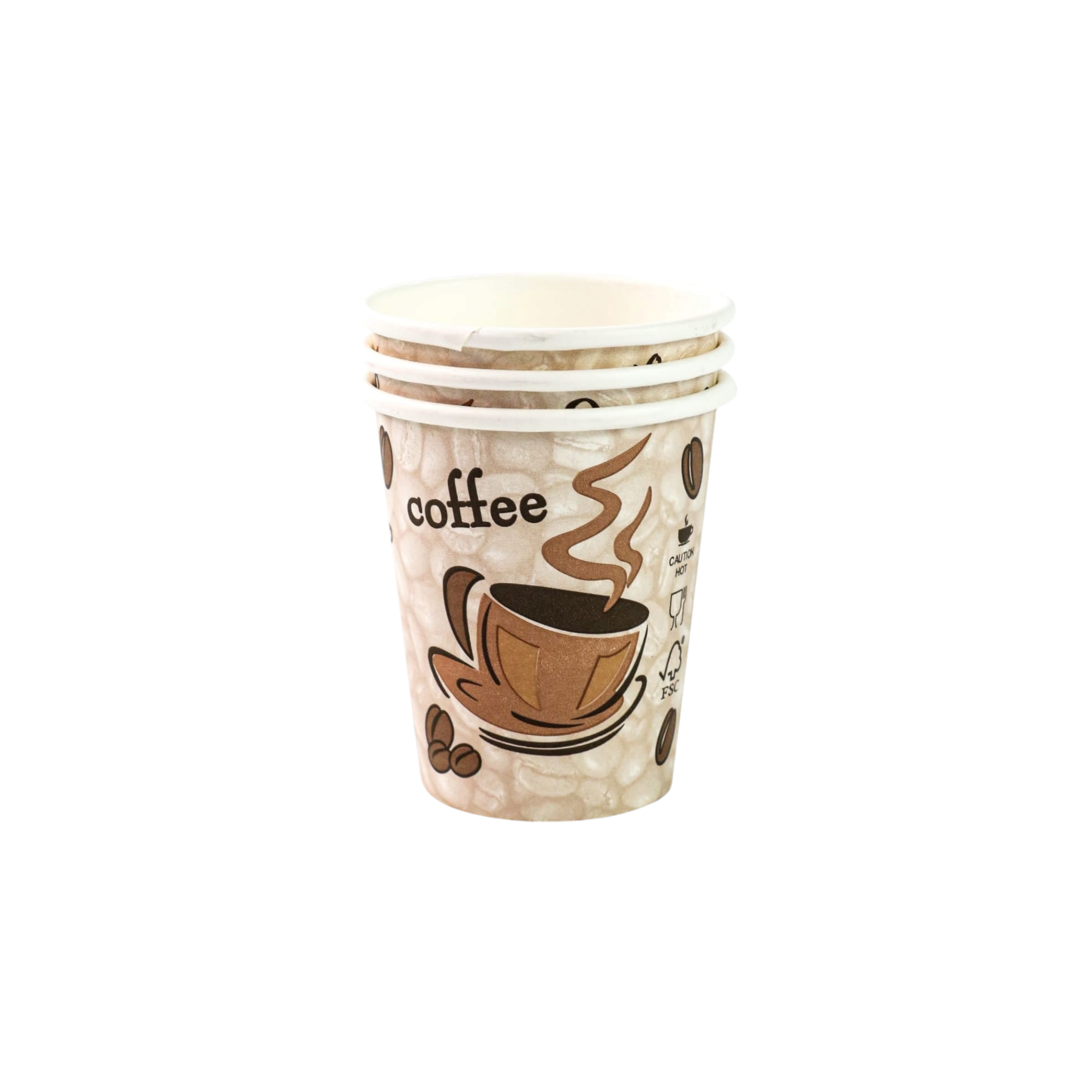 350ml Vending Paper Coffee Cups Disposable Single Wall Patterned 5pack