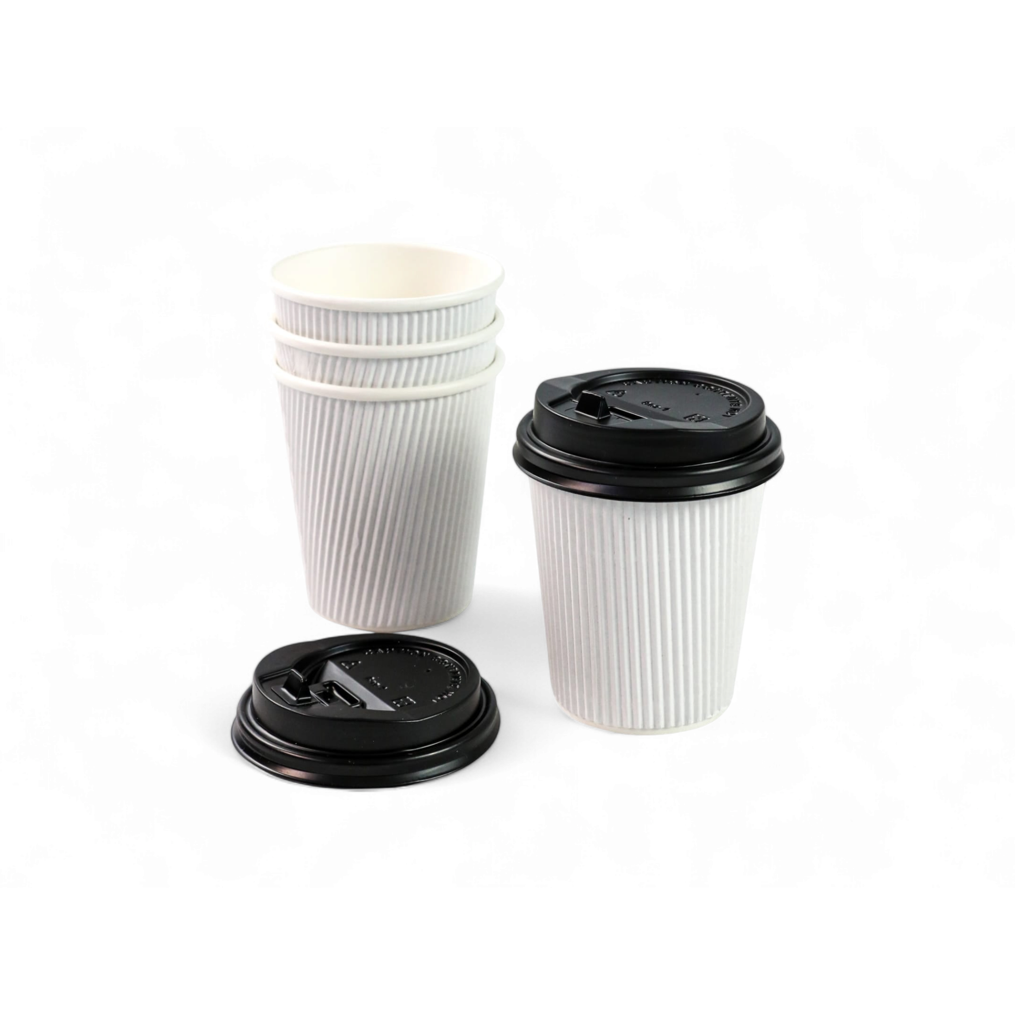 350ml Ripple Paper Coffee Cups Disposable White 5pack