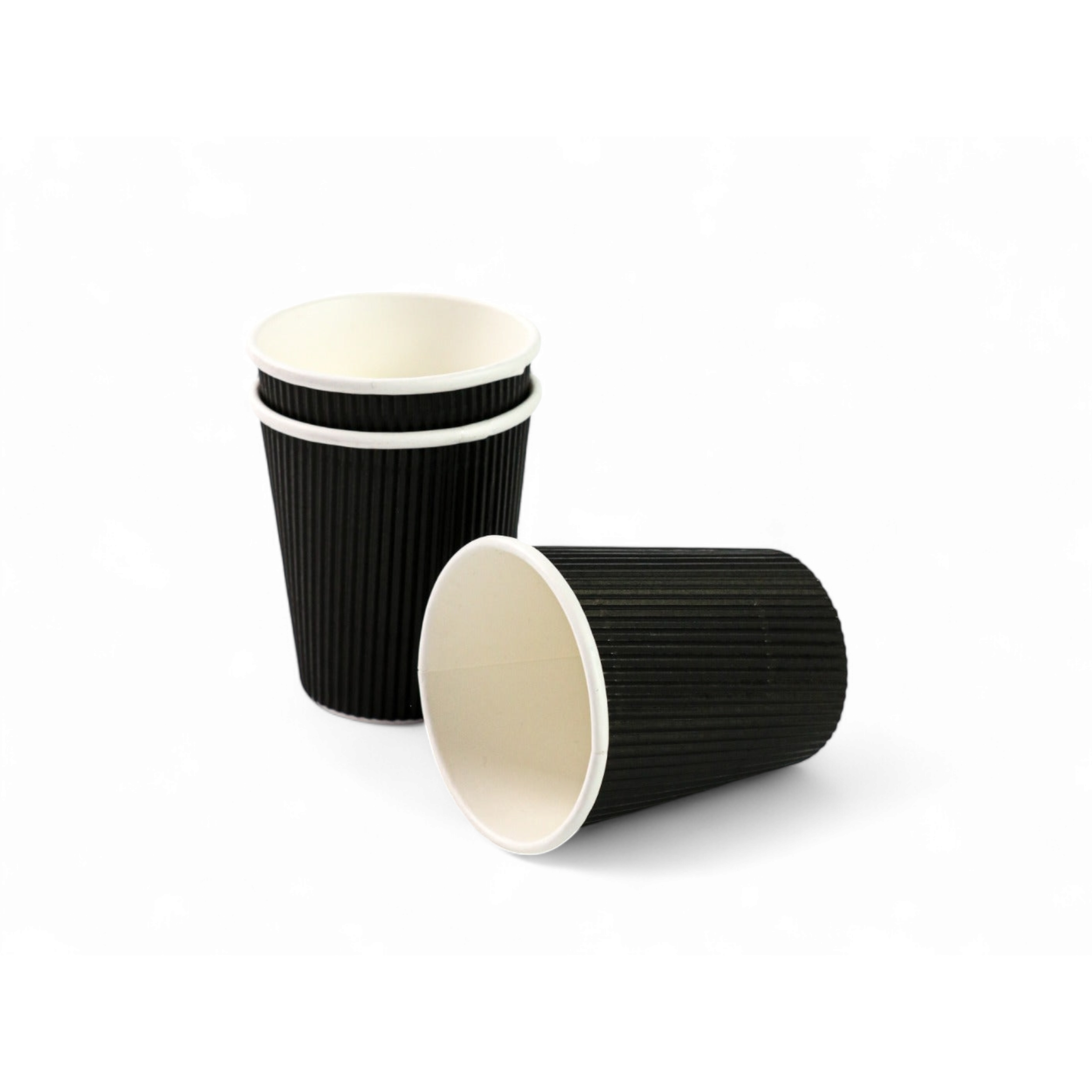 250ml Ripple Paper Coffee Cups Disposable Matte Black 5pack