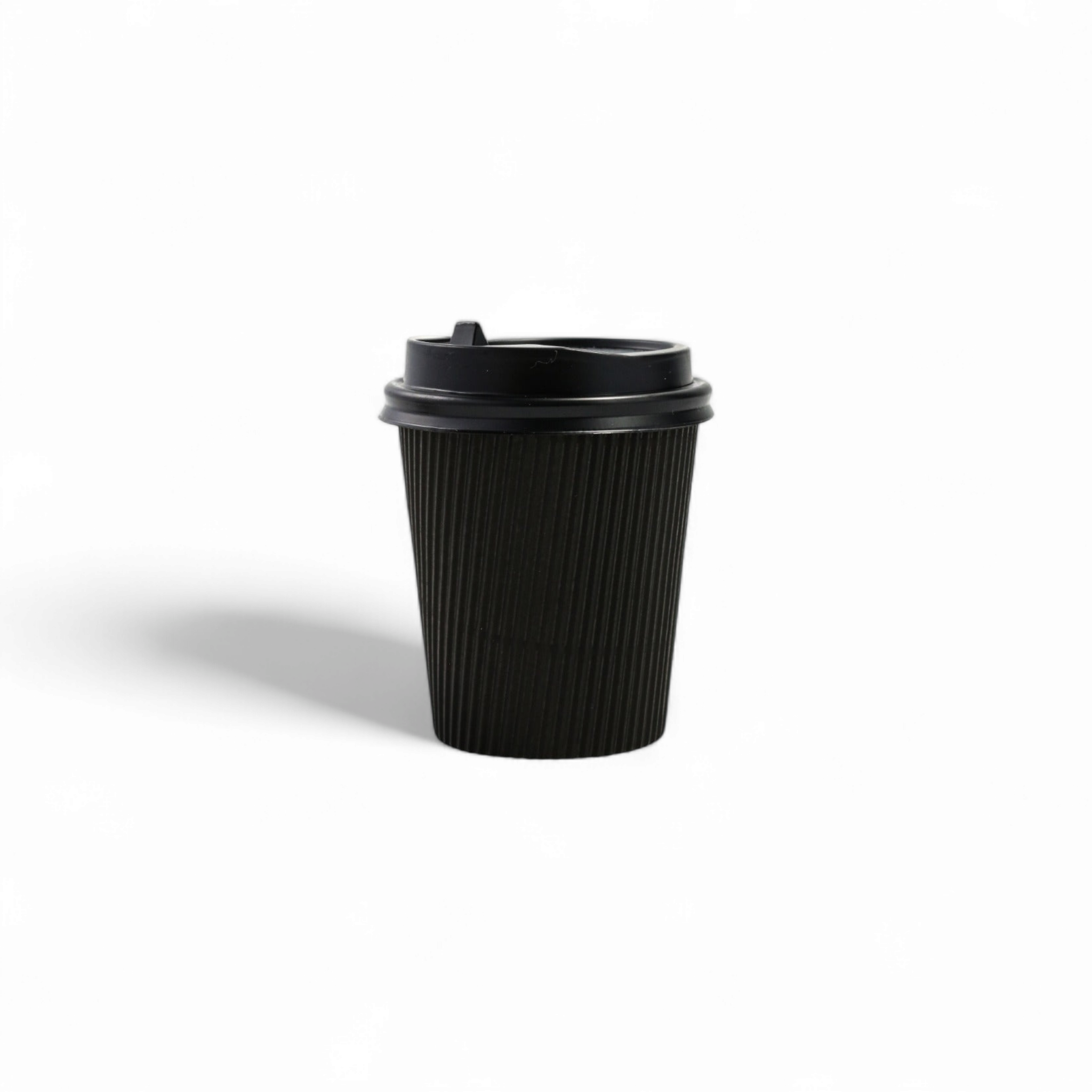 250ml Ripple Paper Coffee Cups Disposable Matte Black 5pack