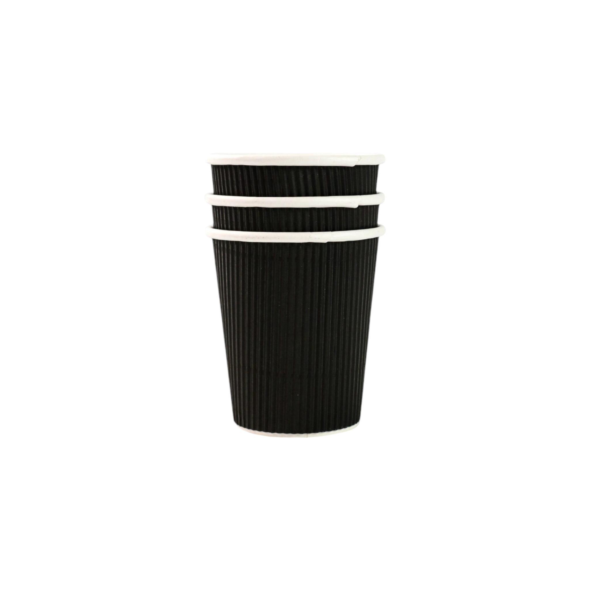 250ml Ripple Paper Coffee Cups Disposable Matte Black 5pack