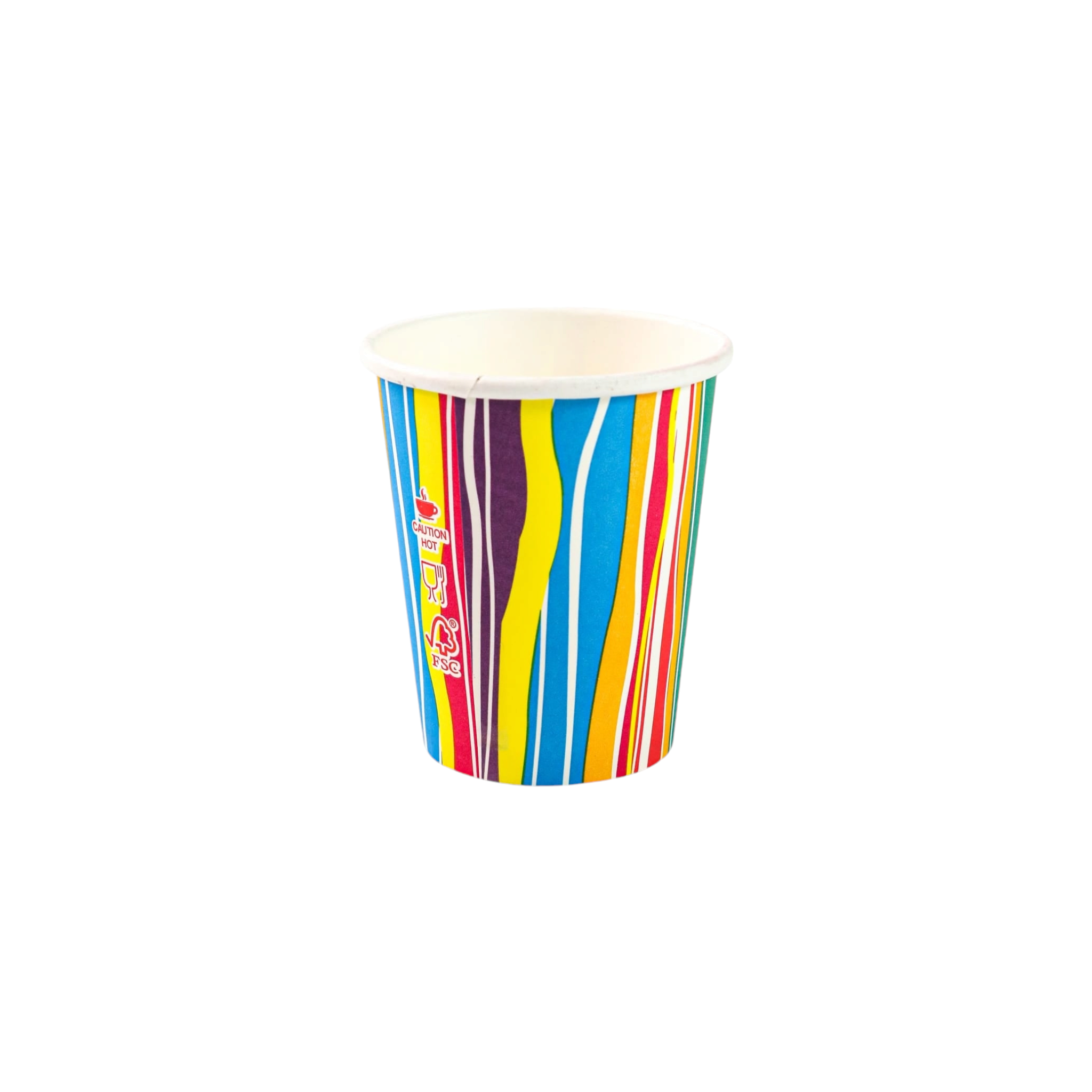 250ml Vending Paper Coffee Cups Disposable Single Wall Patterned 5pack