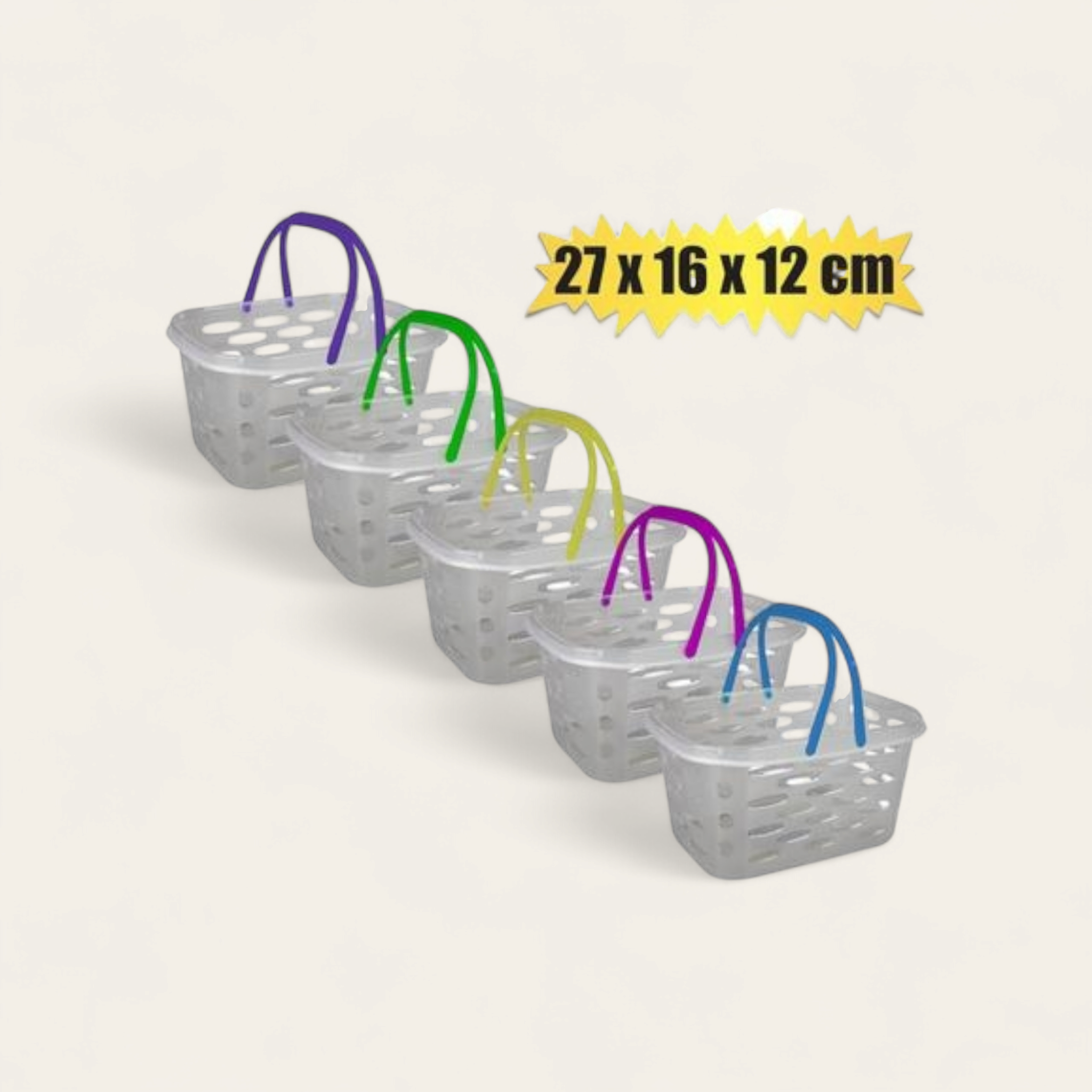 Mini Shopping Carry Basket with Color Handle Plastic 27x16x12cm