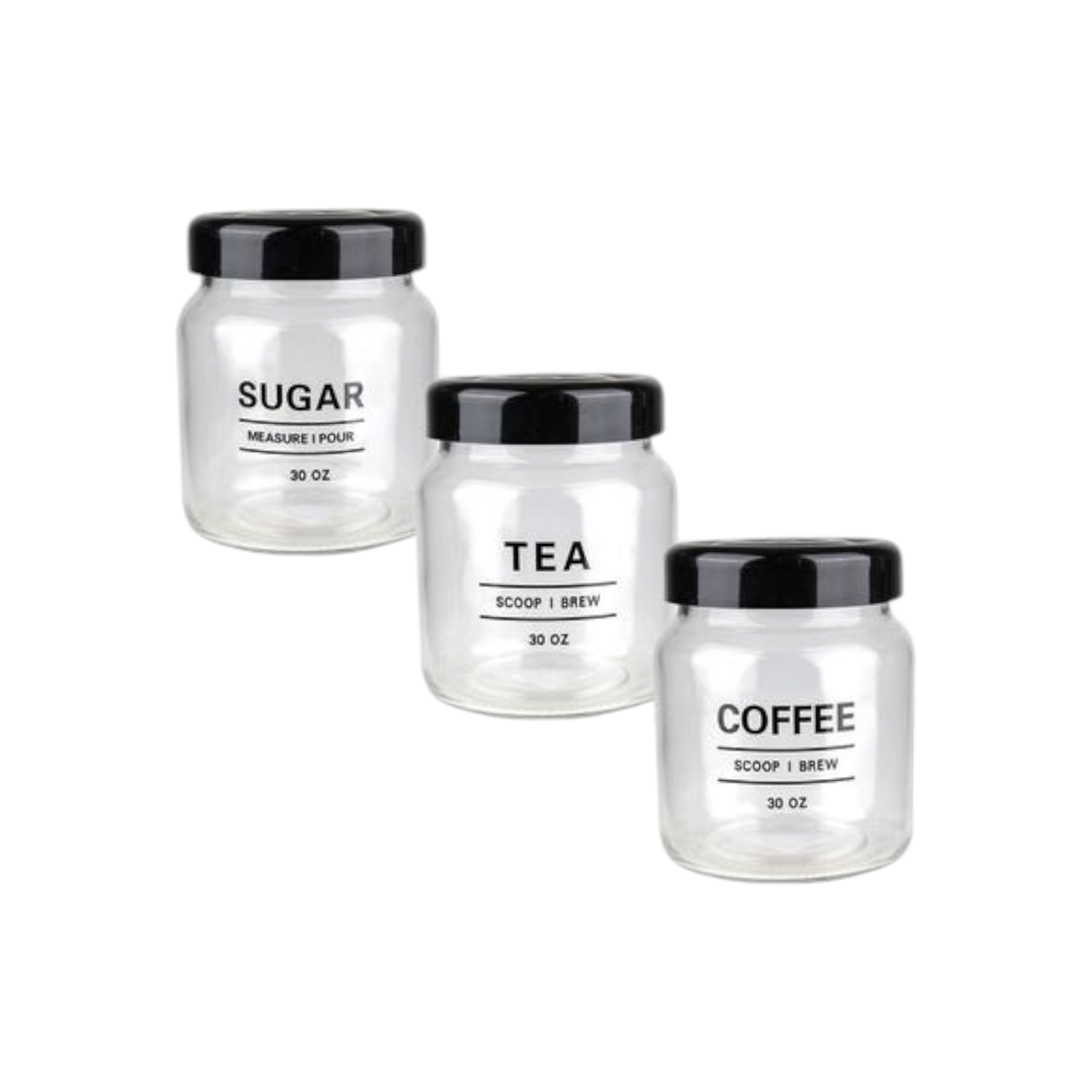 Glass Storage Jar – Sugar, Tea & Coffee – 850ml Each