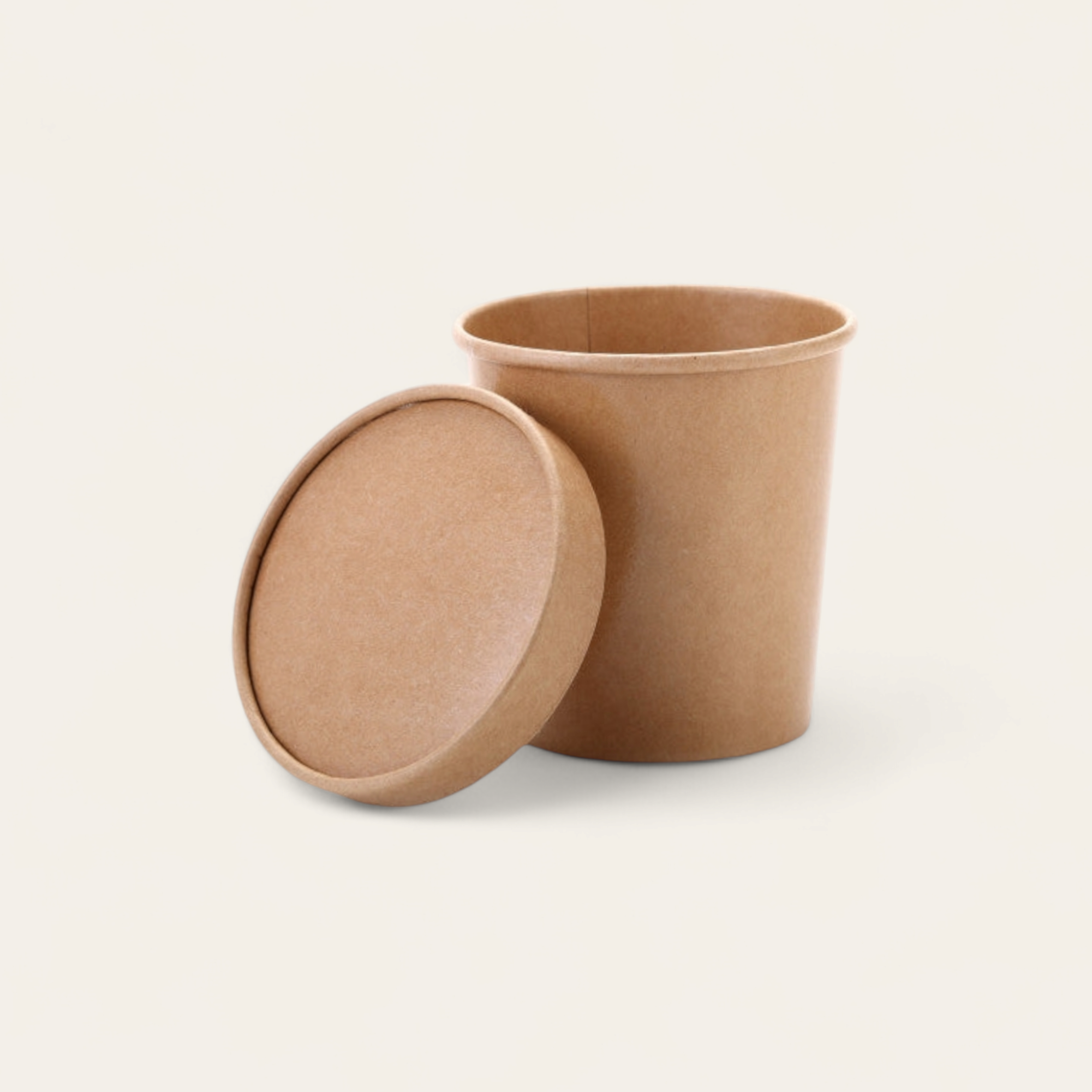 Kraft Paper Ice Cream Cup 500ml Vintage Kraft Tubs with Lid 10pack