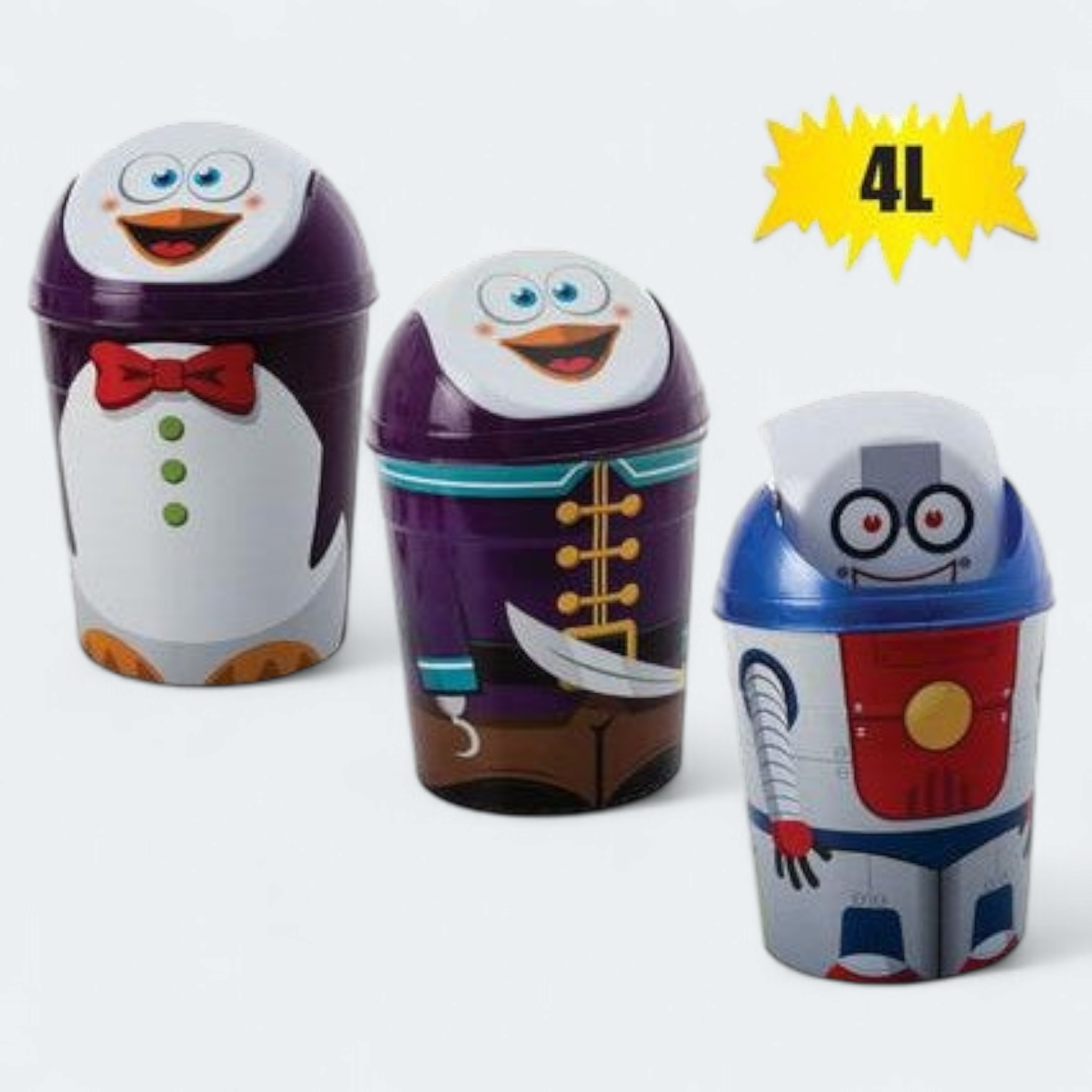 Kiddies Waste Paper Bin 4L Swing Lid