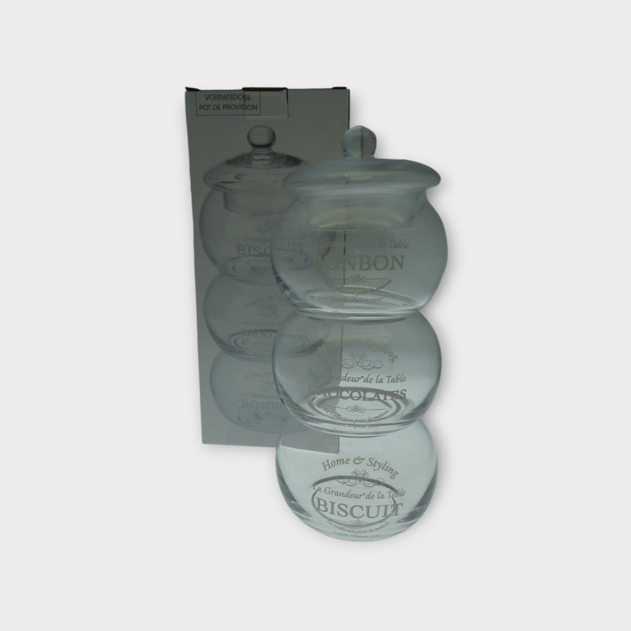 Pasabahce Glass Storage Dome Round Pot 3tier 28.5x12cm 12741