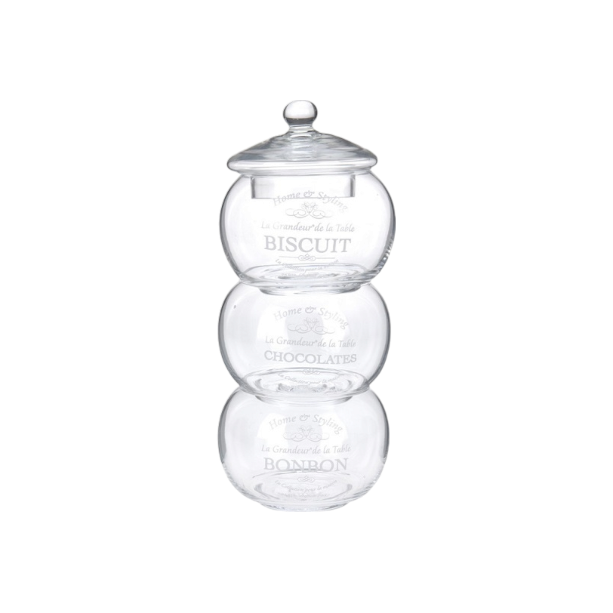 Pasabahce Glass Storage Dome Round Pot 3tier 28.5x12cm 12741