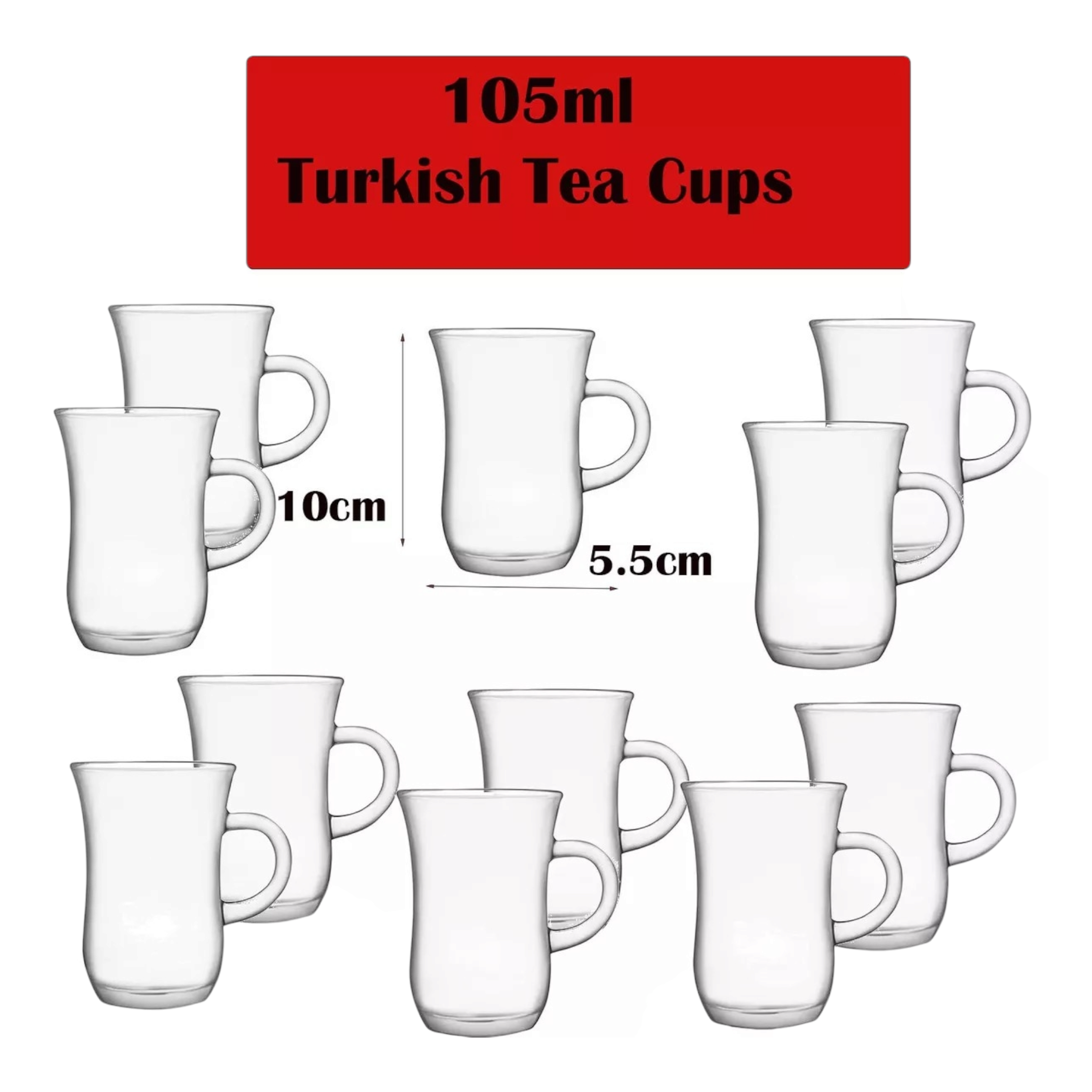 Turkish Tea Glass Cup 105ml Arab Coffee Espresso Tumblers 6pack