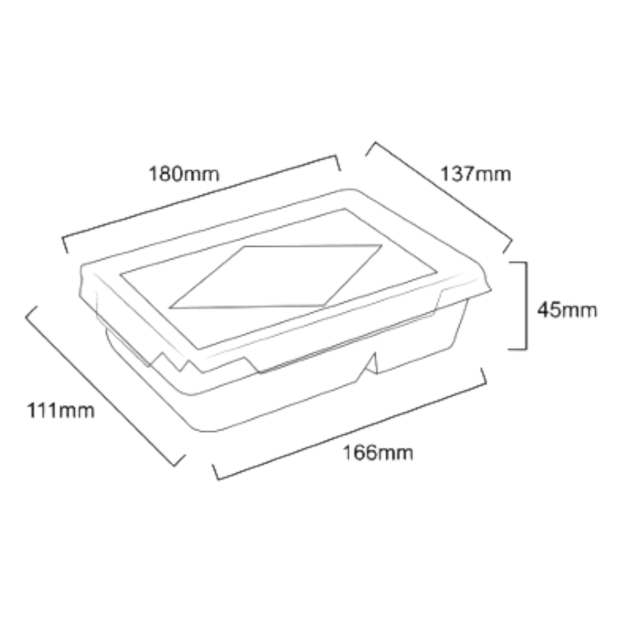 Kraft Paper Food Lunch Meal Box 900ml 2-Compartment Cliplock with PET Lid Combo 5pack