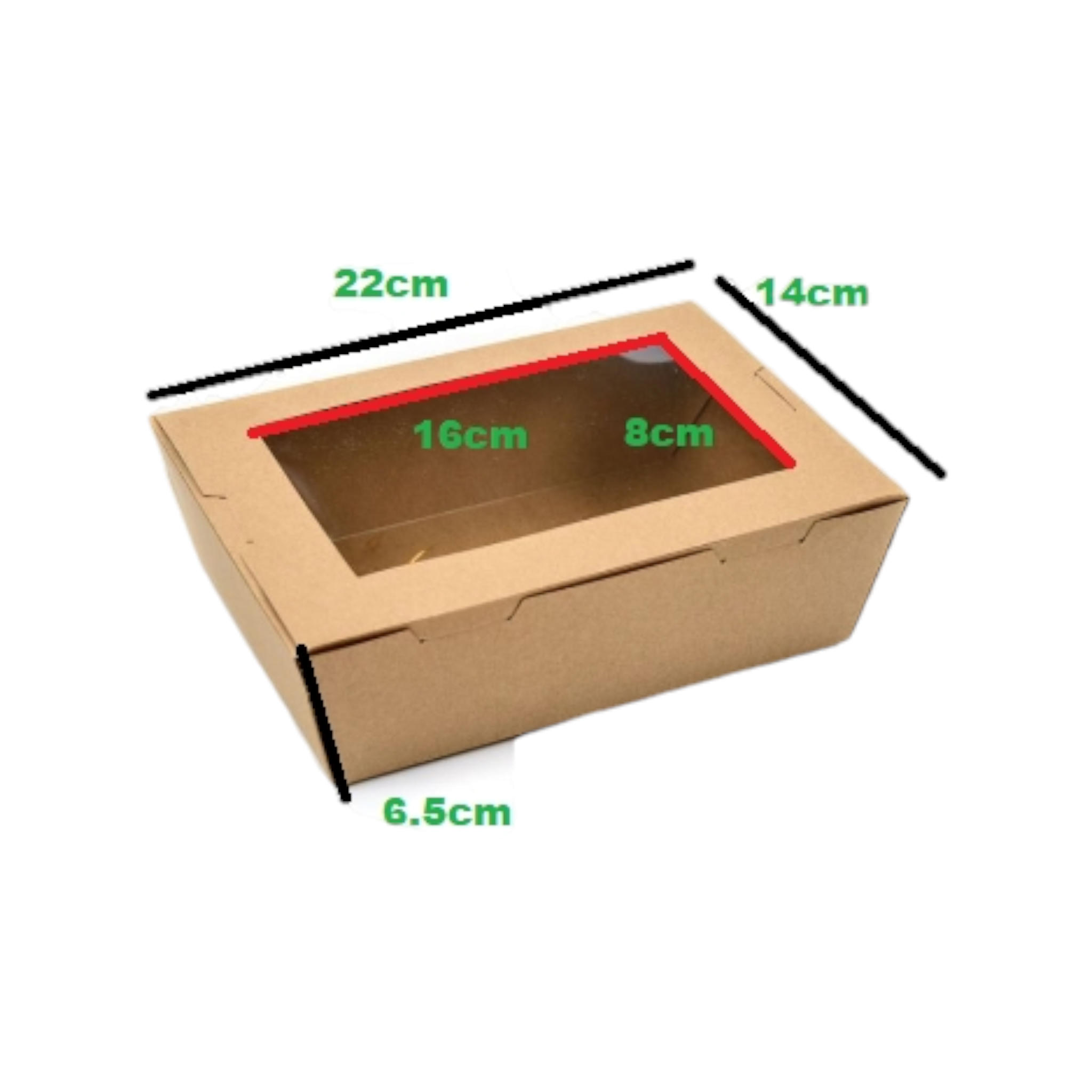 Kraft Paper Meal Lunch Box with Top Window 17.5x12.5cm-22x14cm